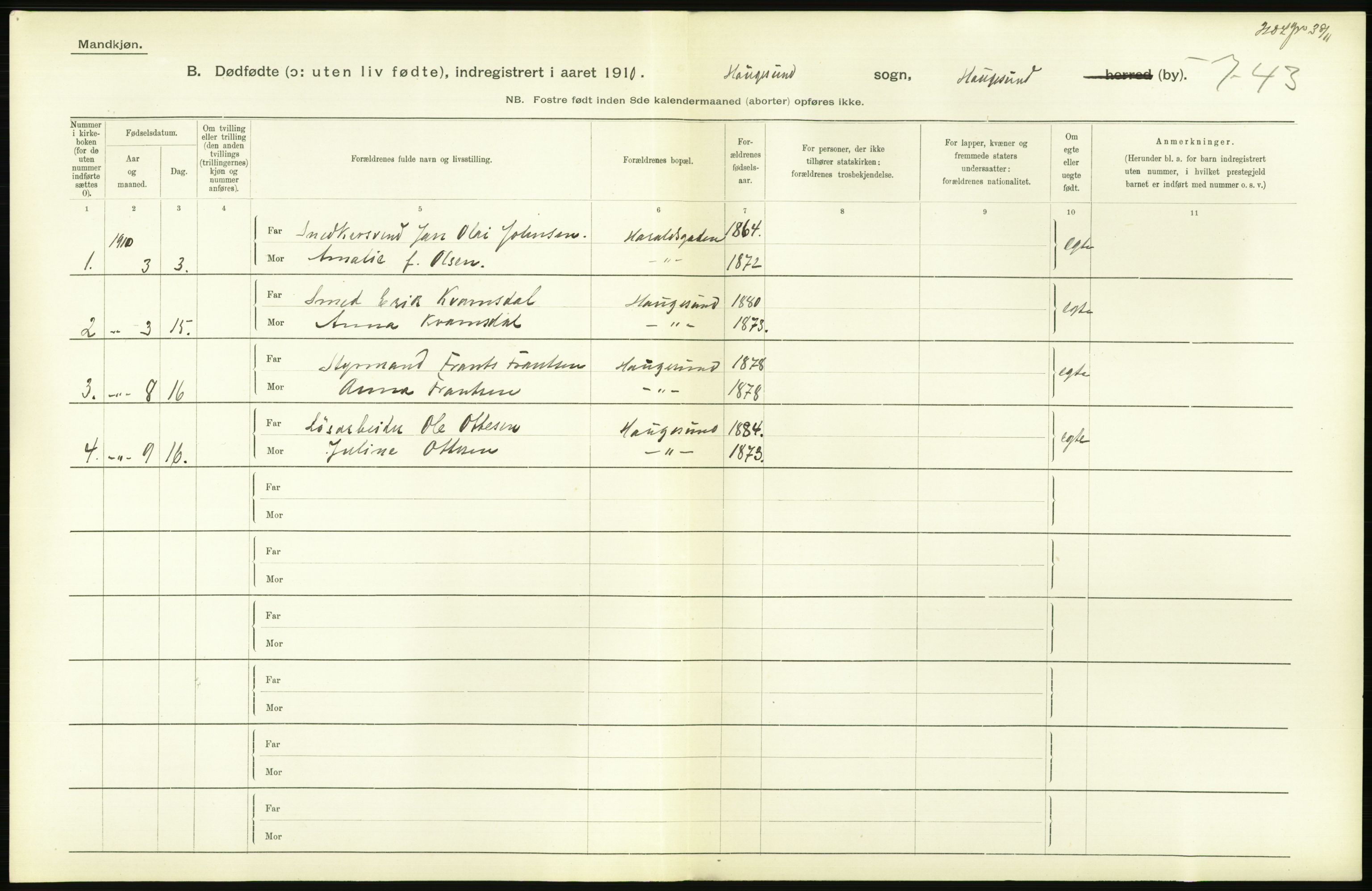 Statistisk sentralbyrå, Sosiodemografiske emner, Befolkning, RA/S-2228/D/Df/Dfa/Dfah/L0024: Stavanger amt: Døde, dødfødte. Bygder og byer., 1910, p. 524