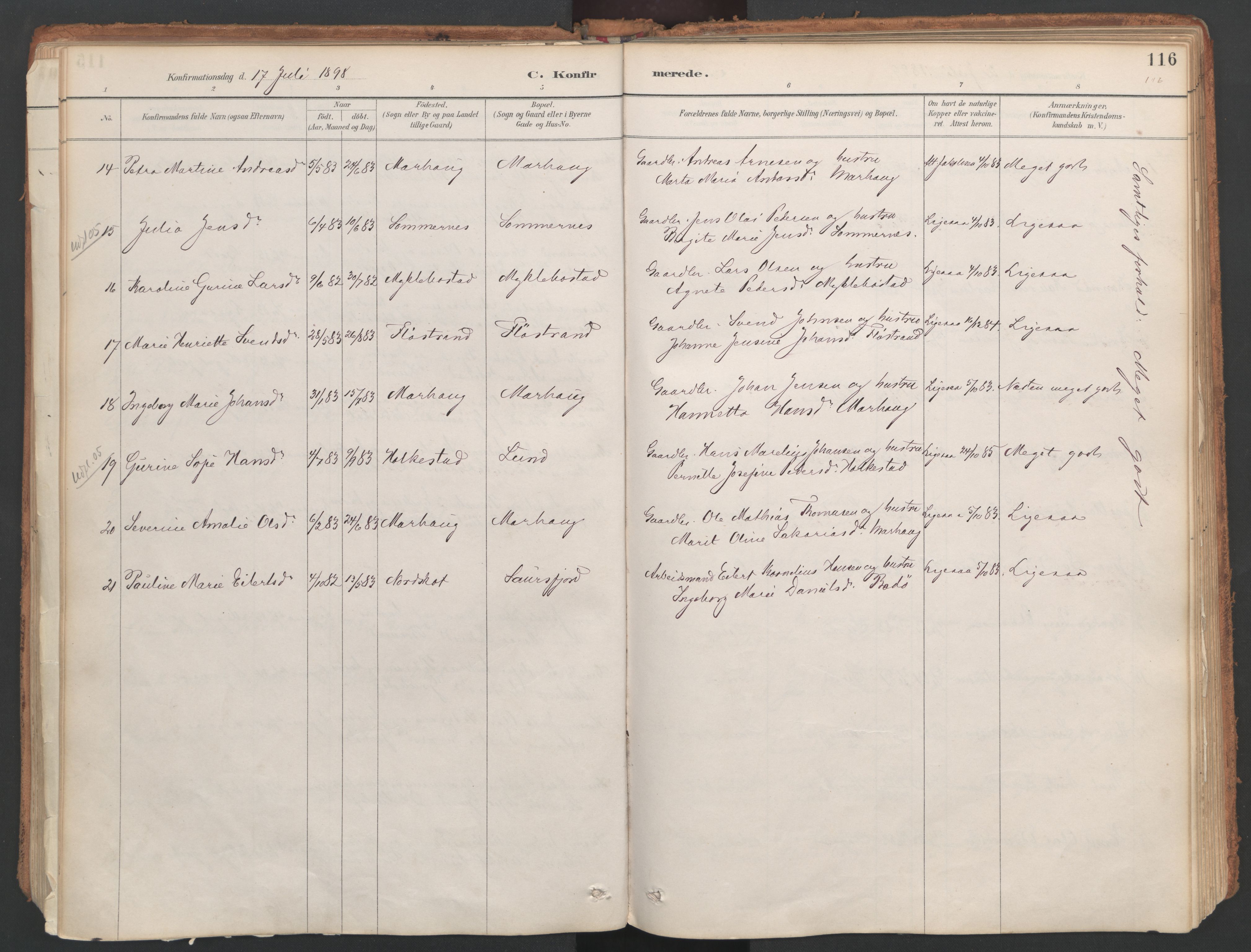 Ministerialprotokoller, klokkerbøker og fødselsregistre - Nordland, AV/SAT-A-1459/857/L0822: Parish register (official) no. 857A02, 1890-1917, p. 116