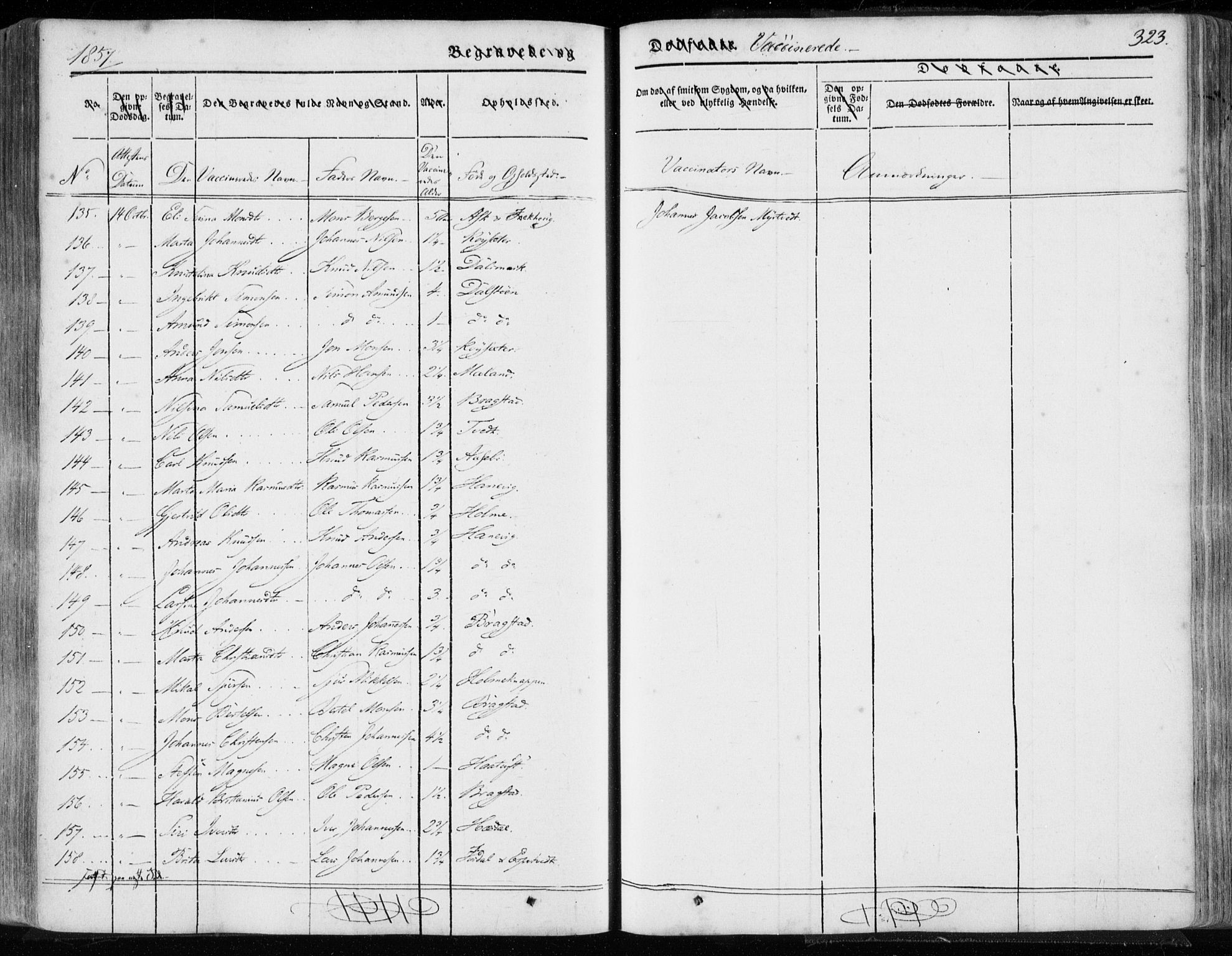 Hamre sokneprestembete, AV/SAB-A-75501/H/Ha/Haa/Haaa/L0013: Parish register (official) no. A 13, 1846-1857, p. 323