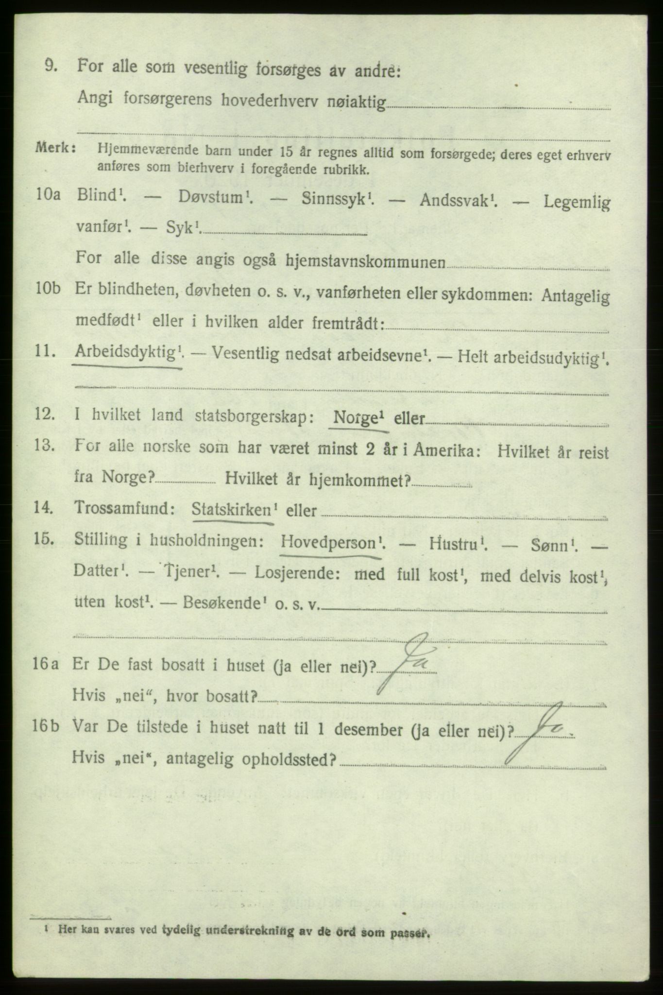 SAB, 1920 census for Bremnes, 1920, p. 4885