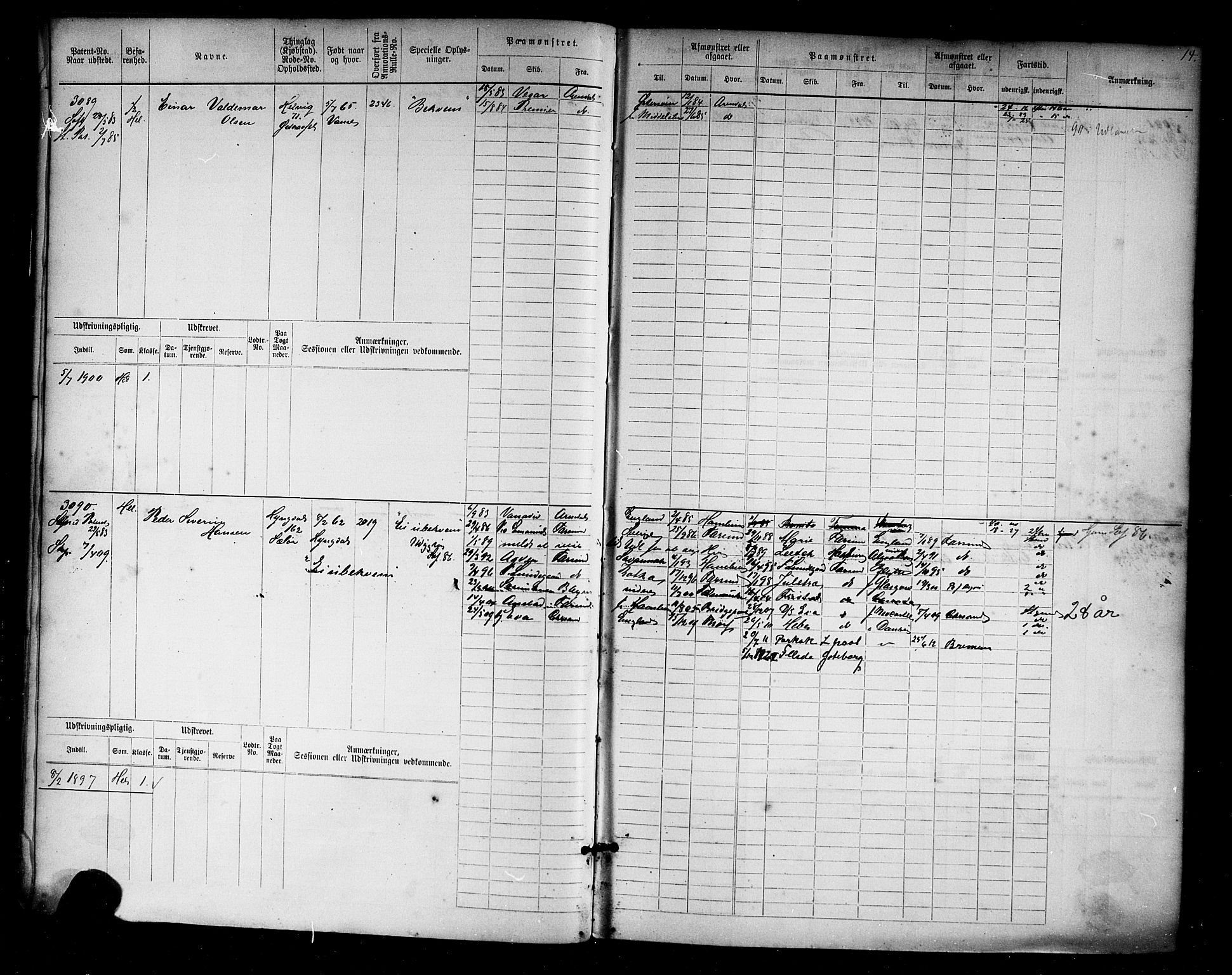 Farsund mønstringskrets, AV/SAK-2031-0017/F/Fb/L0019: Hovedrulle nr 3067-3832, Z-11, 1882-1922, p. 15
