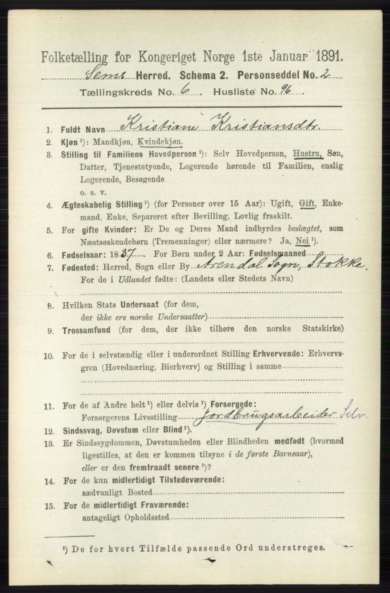 RA, 1891 census for 0721 Sem, 1891, p. 3159