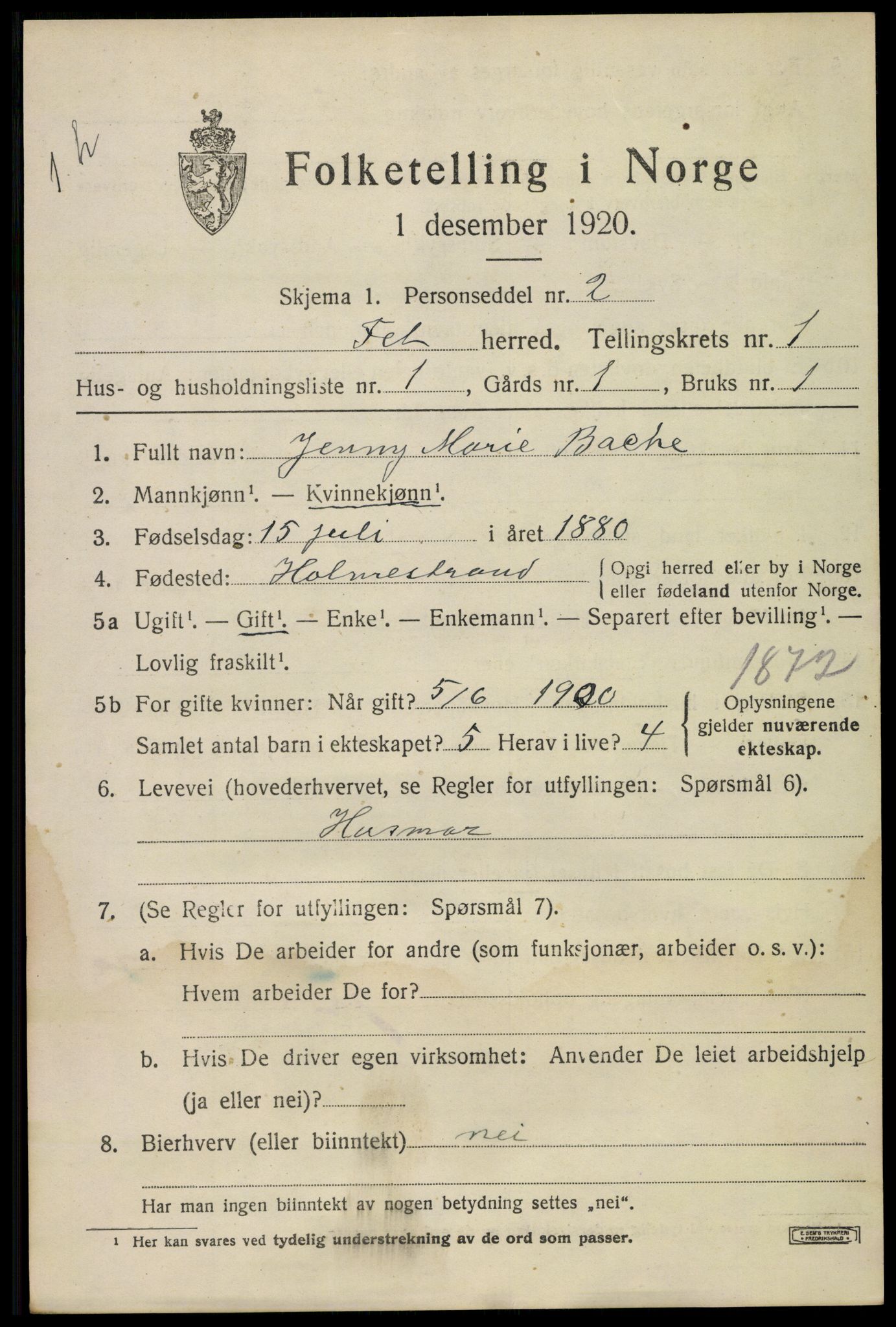 SAO, 1920 census for Fet, 1920, p. 1796