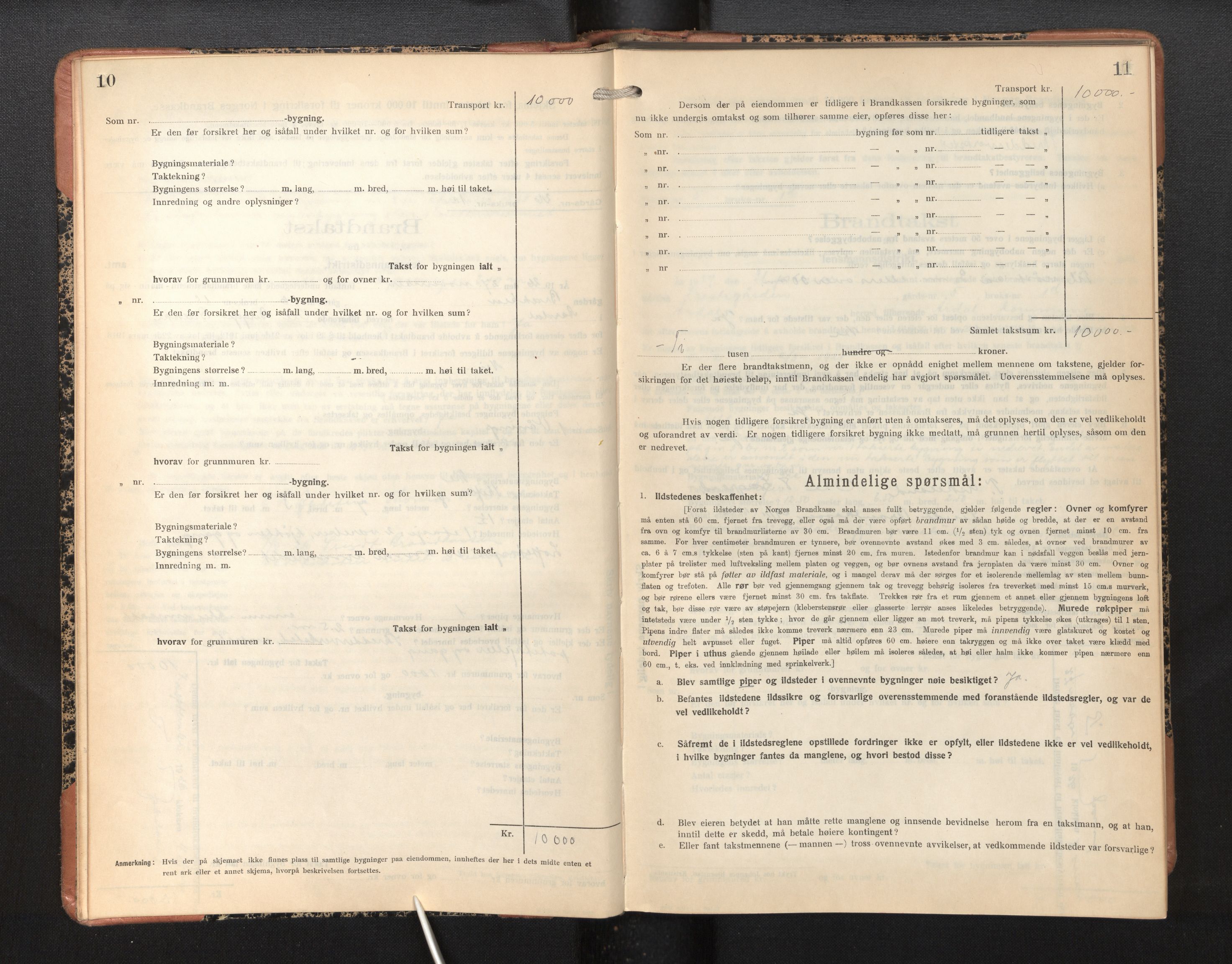 Lensmannen i Årdal, AV/SAB-A-30501/0012/L0010: Branntakstprotokoll, skjematakst, 1926-1939, p. 10-11