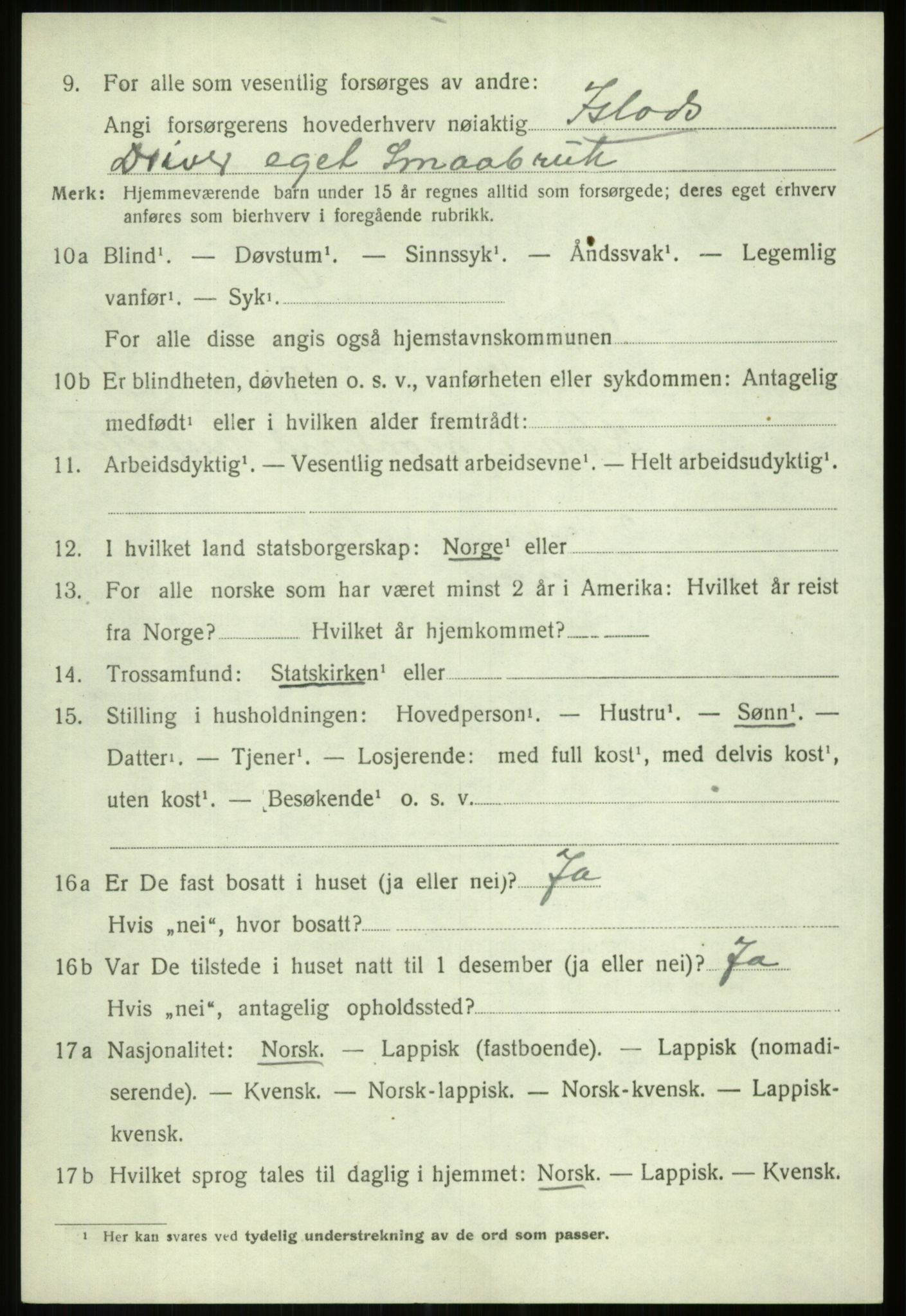 SATØ, 1920 census for Tranøy, 1920, p. 2060