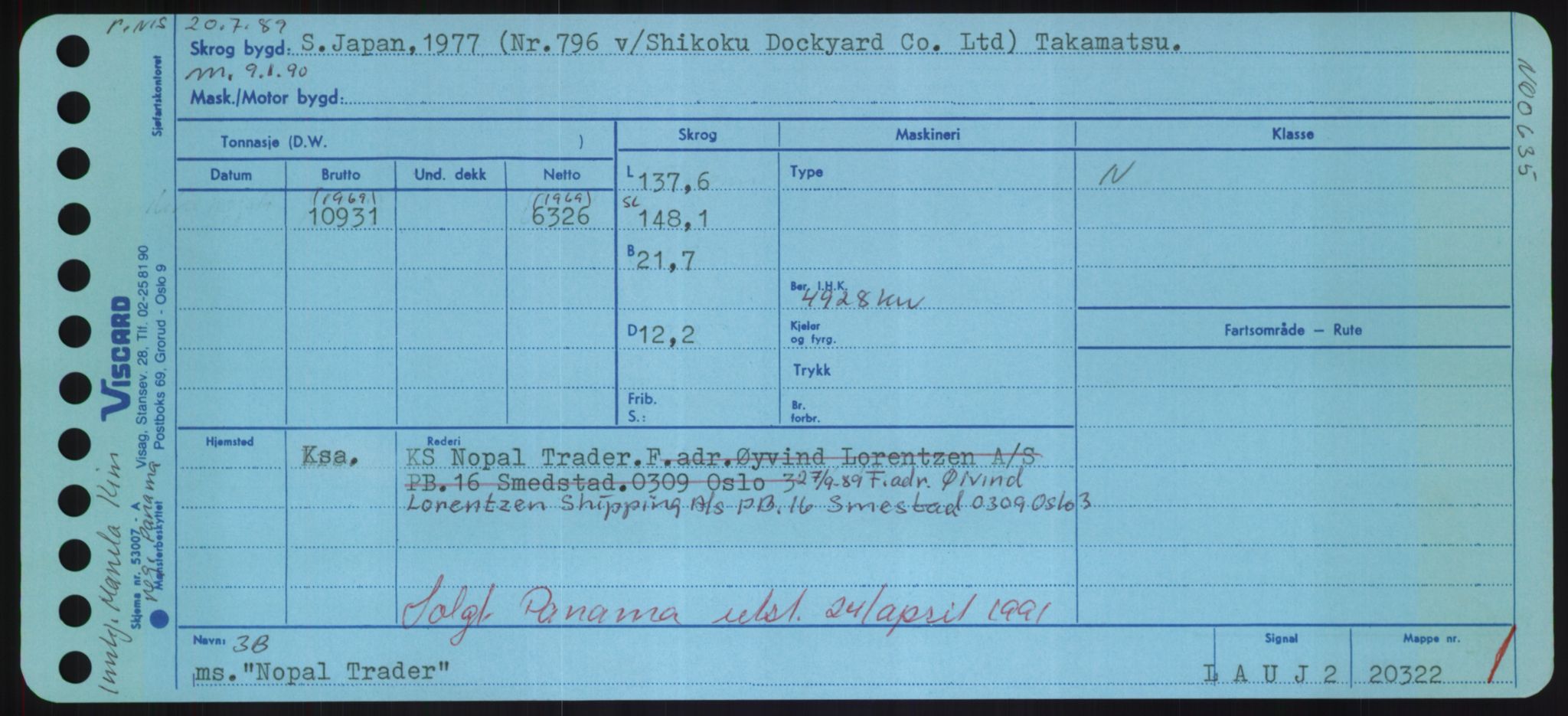 Sjøfartsdirektoratet med forløpere, Skipsmålingen, RA/S-1627/H/Hd/L0026: Fartøy, N-Norhol, p. 303