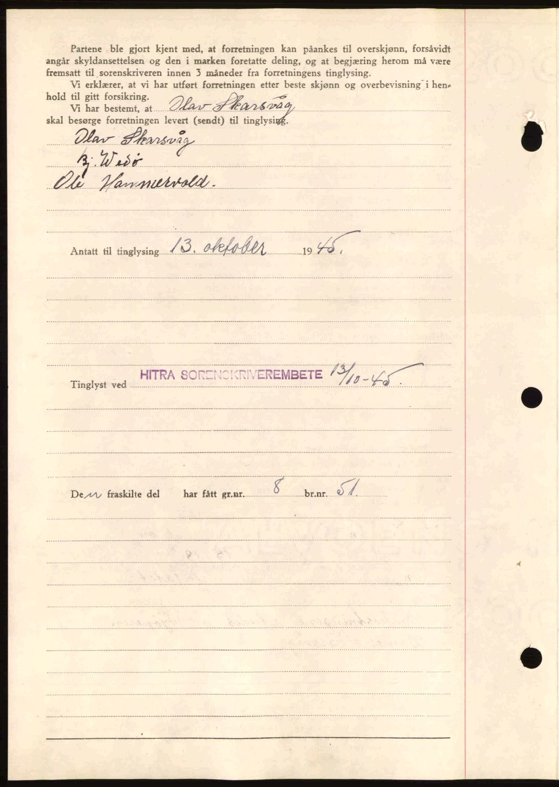 Hitra sorenskriveri, AV/SAT-A-0018/2/2C/2Ca: Mortgage book no. A2, 1943-1945, Diary no: : 528/1945