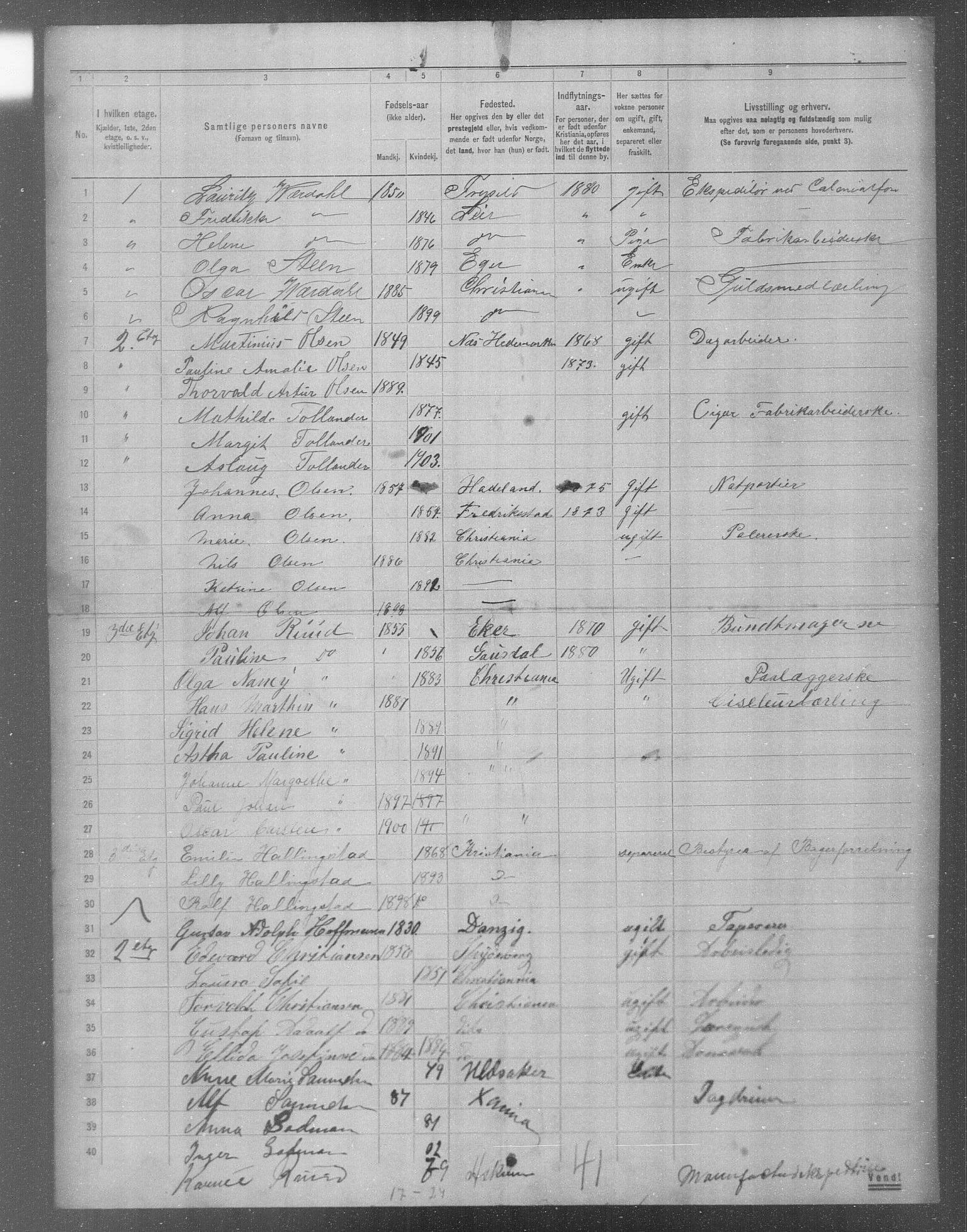 OBA, Municipal Census 1904 for Kristiania, 1904, p. 11085