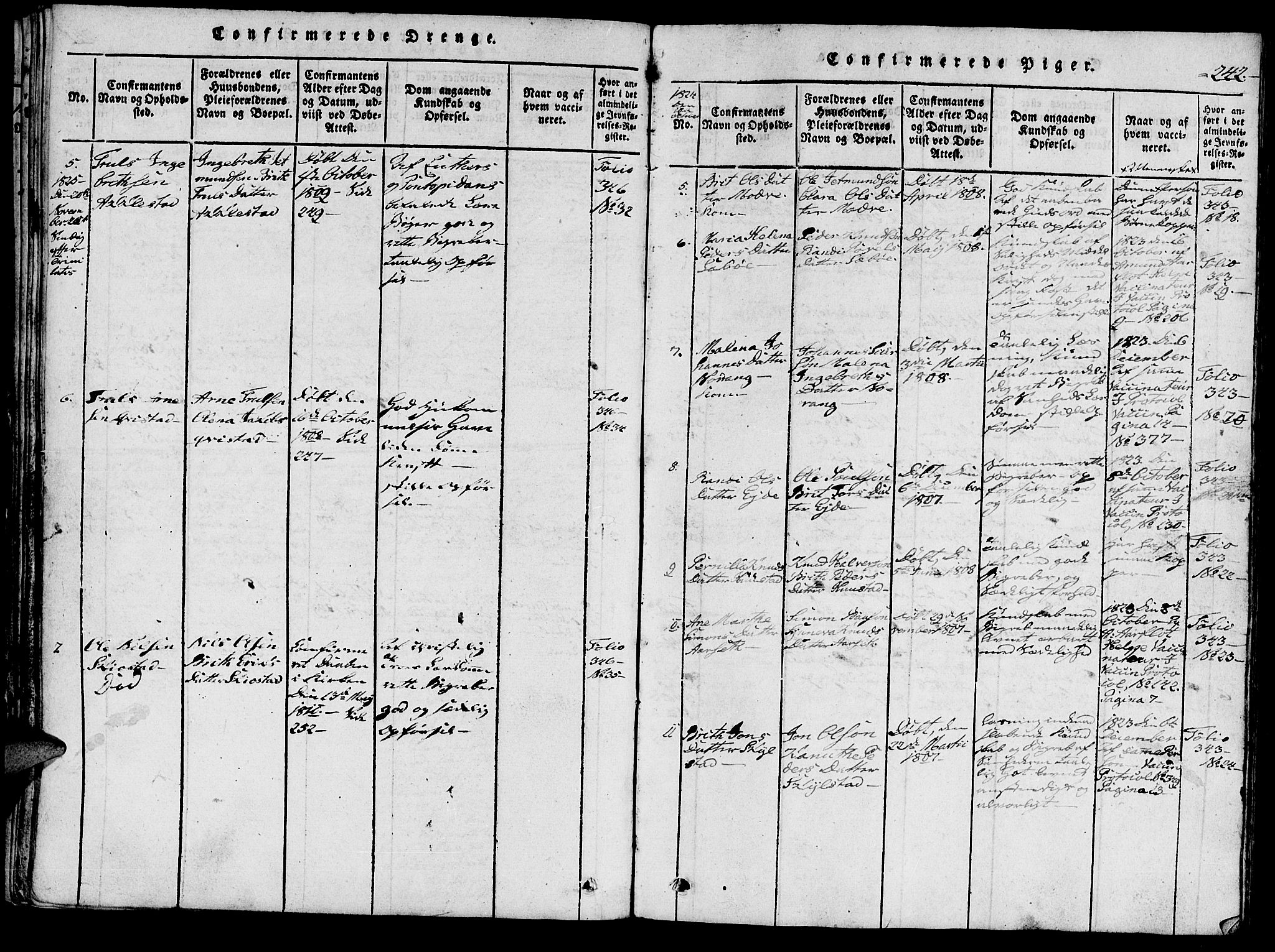 Ministerialprotokoller, klokkerbøker og fødselsregistre - Møre og Romsdal, AV/SAT-A-1454/515/L0207: Parish register (official) no. 515A03, 1819-1829, p. 242