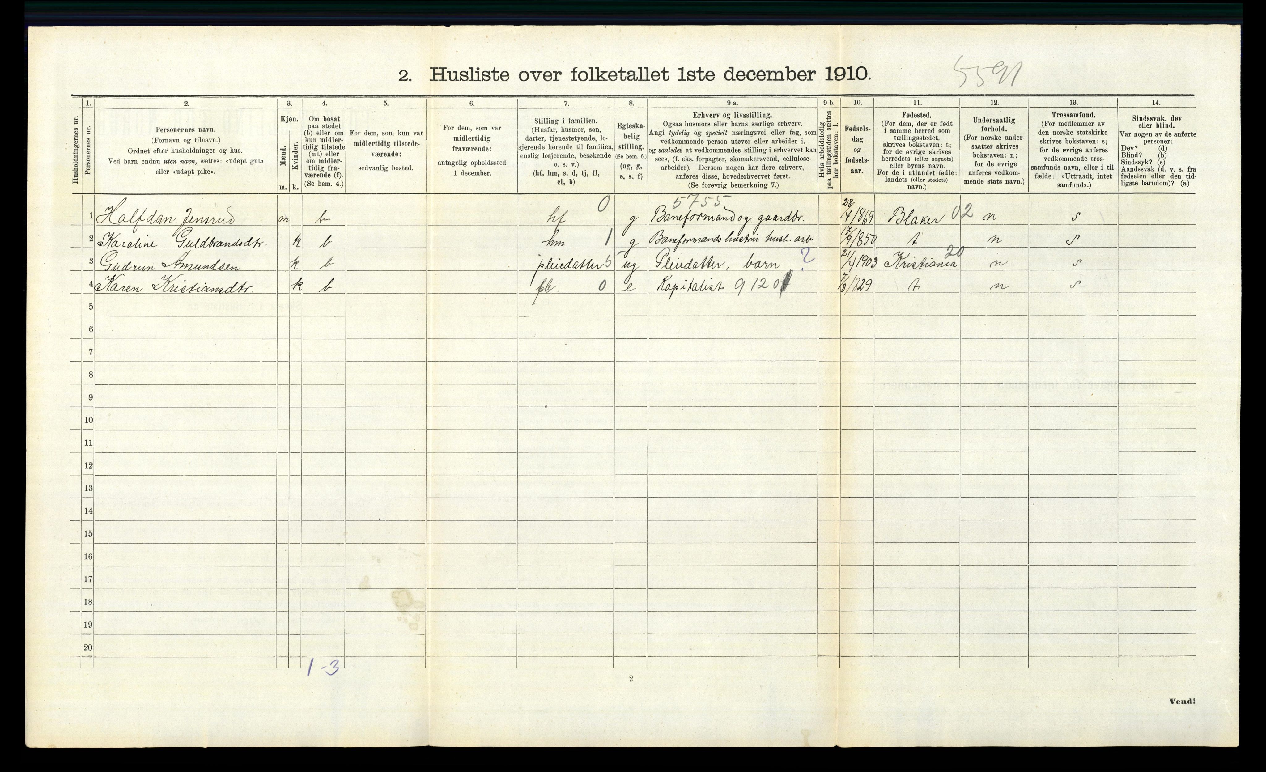 RA, 1910 census for Høland, 1910, p. 496