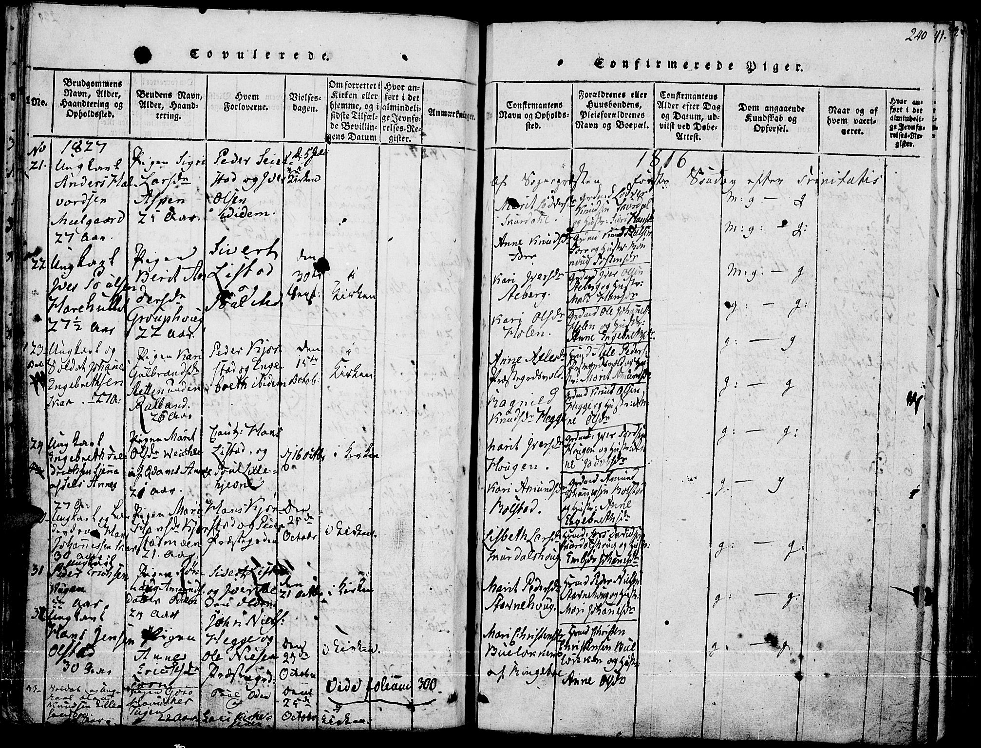 Fron prestekontor, SAH/PREST-078/H/Ha/Haa/L0002: Parish register (official) no. 2, 1816-1827, p. 240
