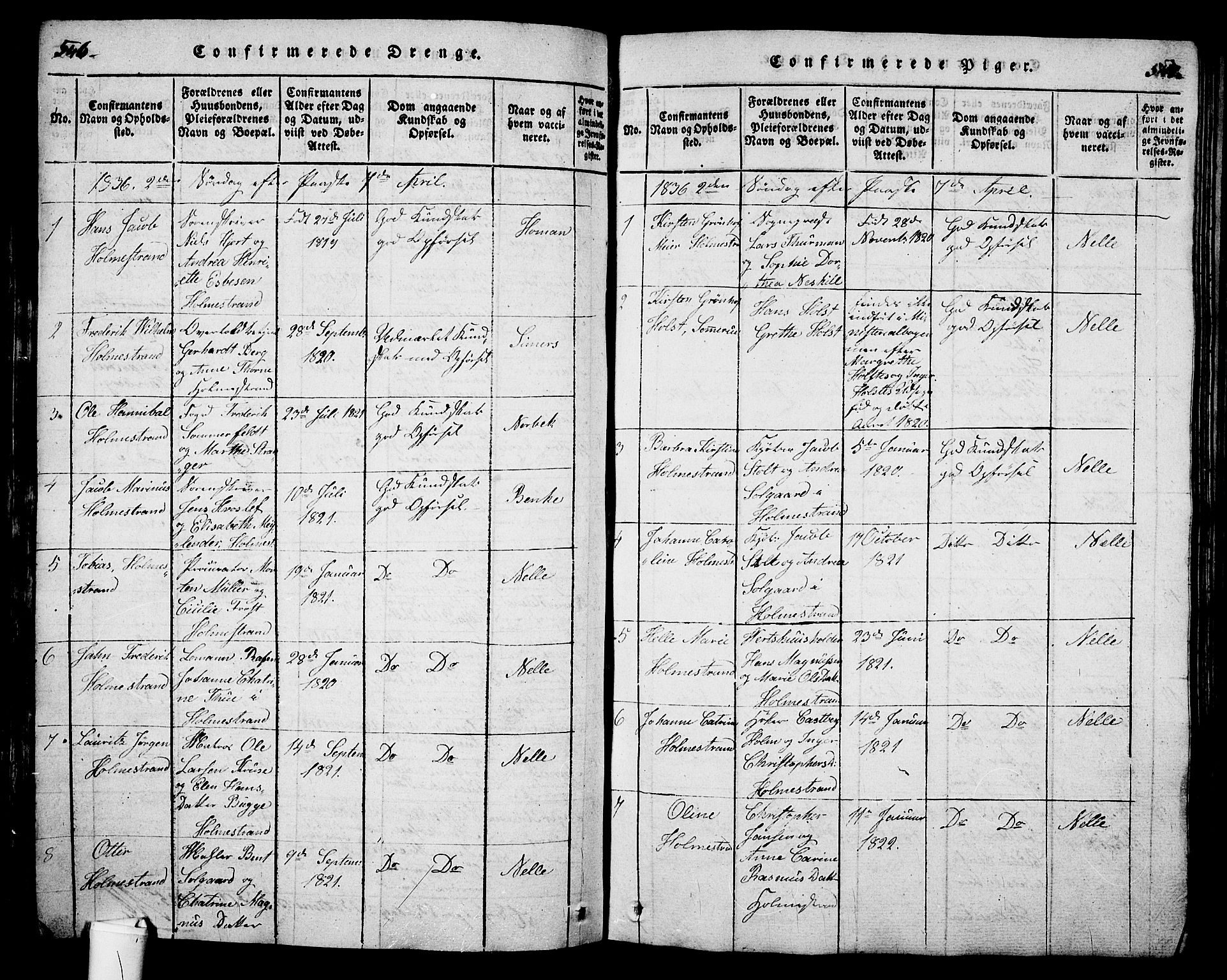 Holmestrand kirkebøker, SAKO/A-346/G/Ga/L0001: Parish register (copy) no. 1, 1814-1848, p. 546-547