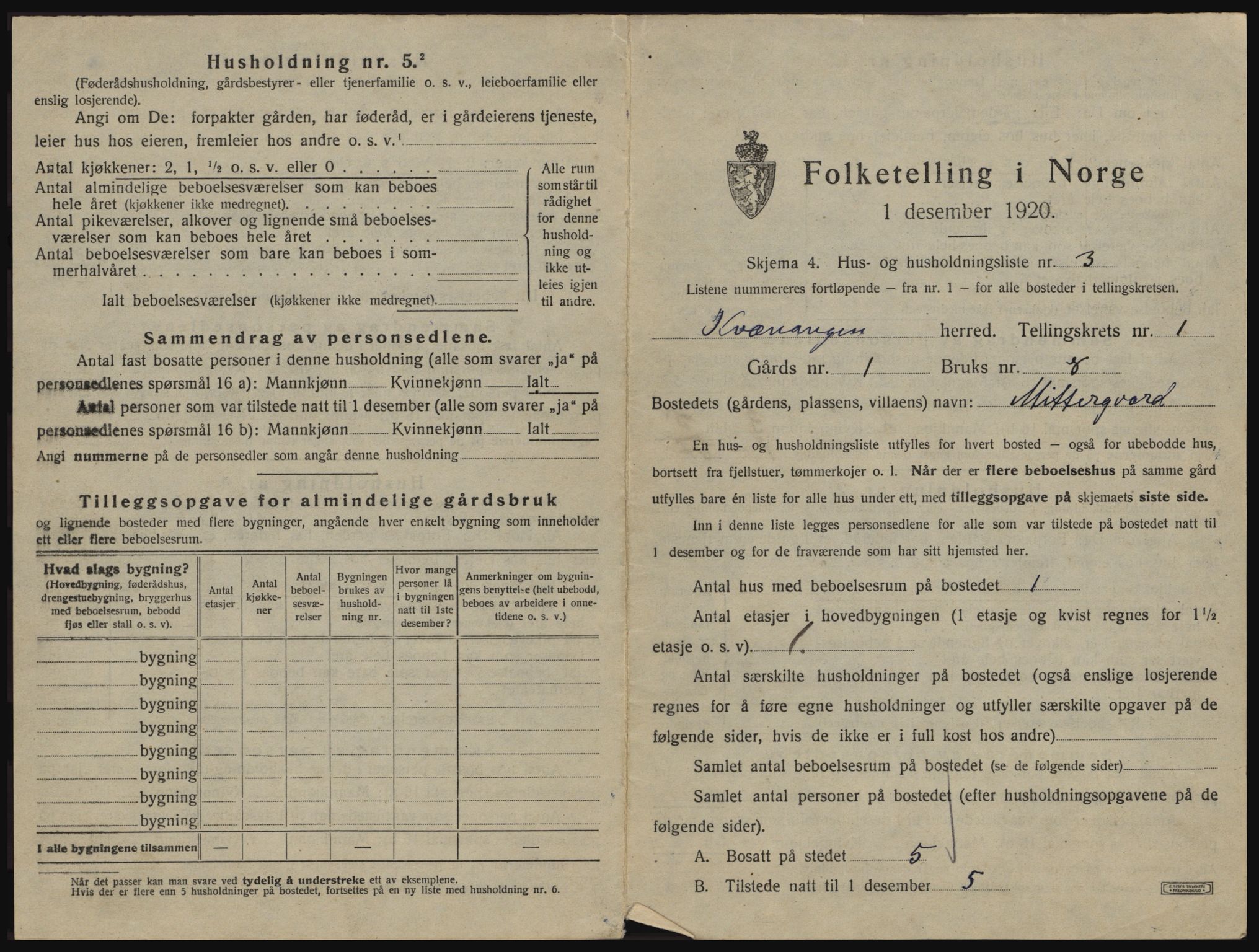 SATØ, 1920 census for Kvænangen, 1920, p. 42