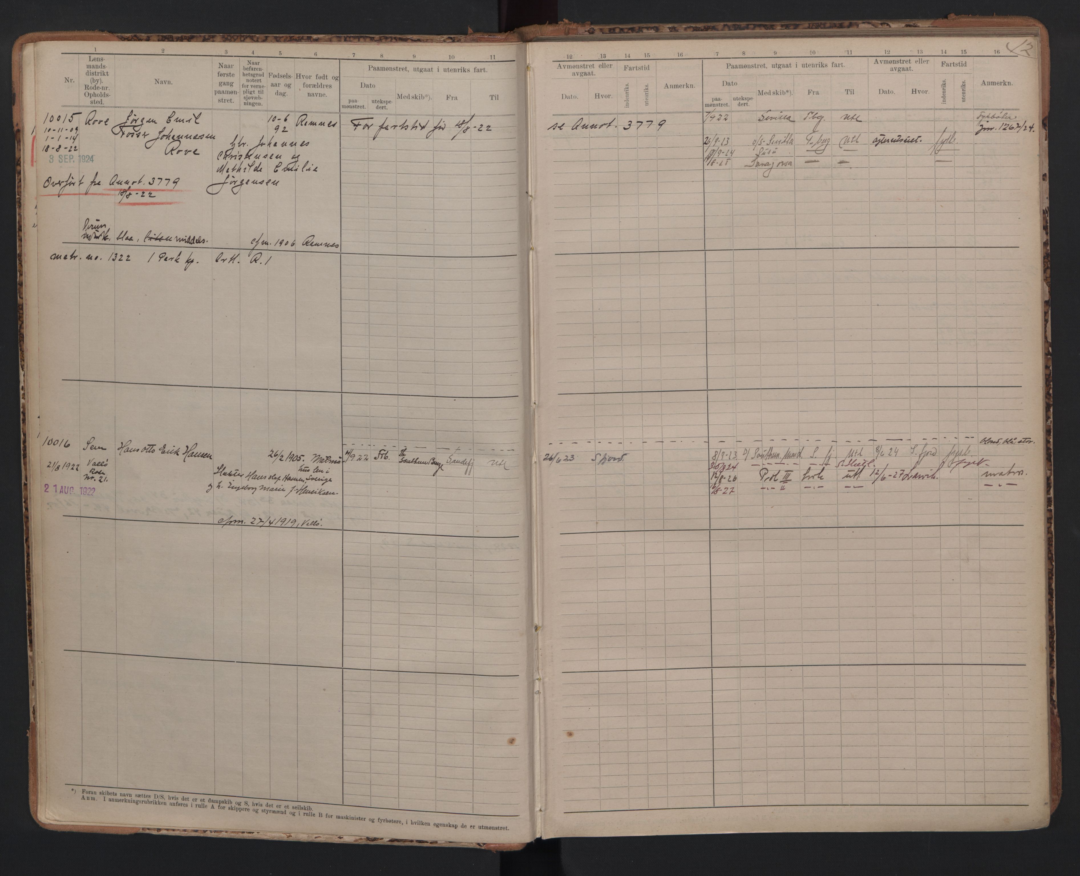 Tønsberg innrulleringskontor, AV/SAKO-A-786/F/Fc/Fcb/L0010: Hovedrulle Patent nr. 9993-1923, 1922-1923, p. 12