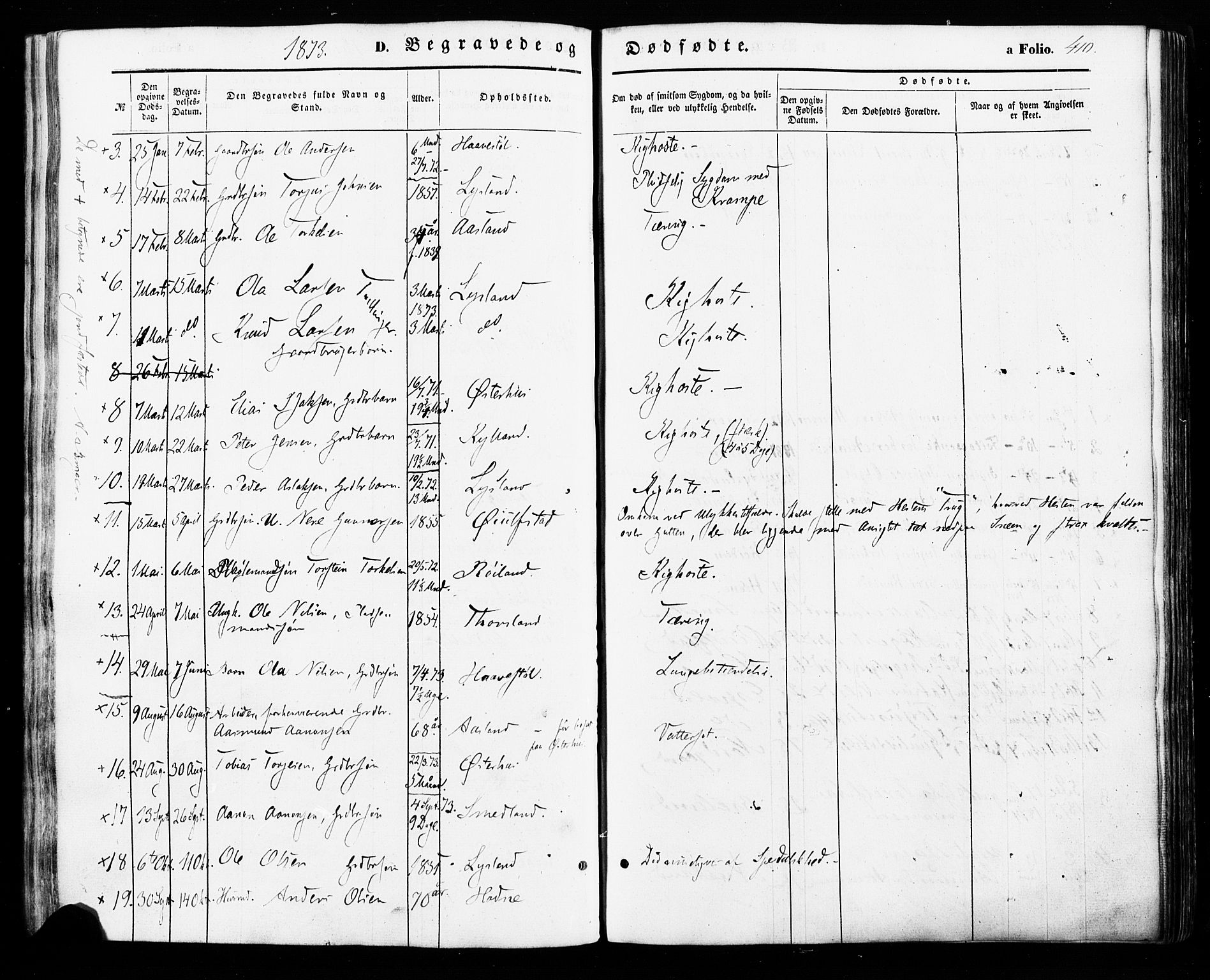 Åseral sokneprestkontor, SAK/1111-0051/F/Fa/L0002: Parish register (official) no. A 2, 1854-1884, p. 410