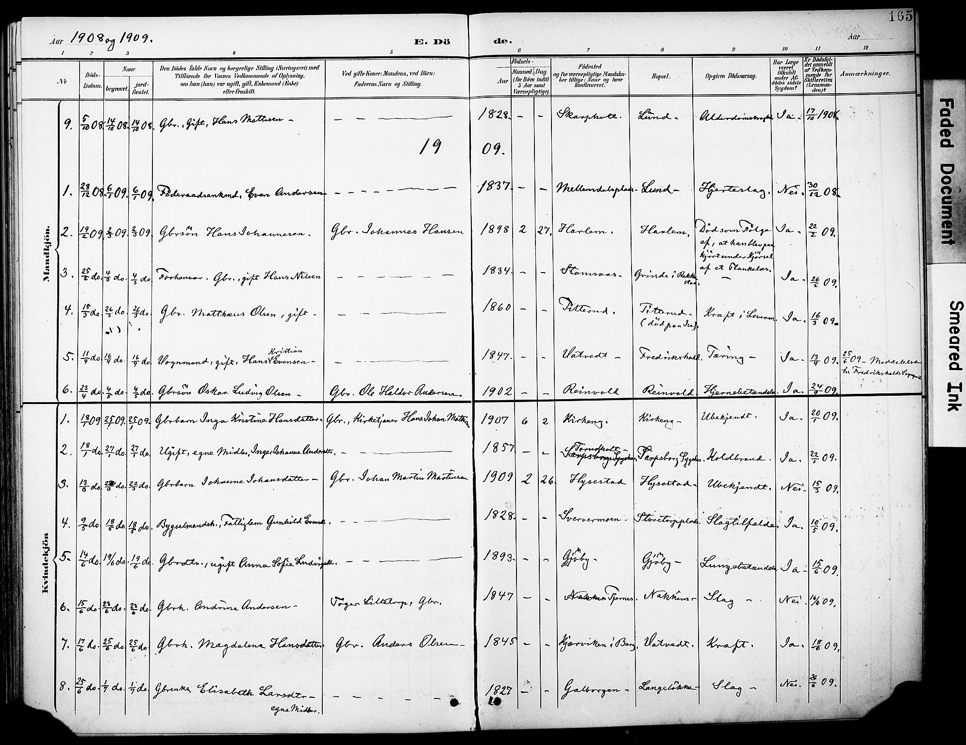 Rakkestad prestekontor Kirkebøker, AV/SAO-A-2008/F/Fb/L0002: Parish register (official) no. II 2, 1900-1920, p. 165