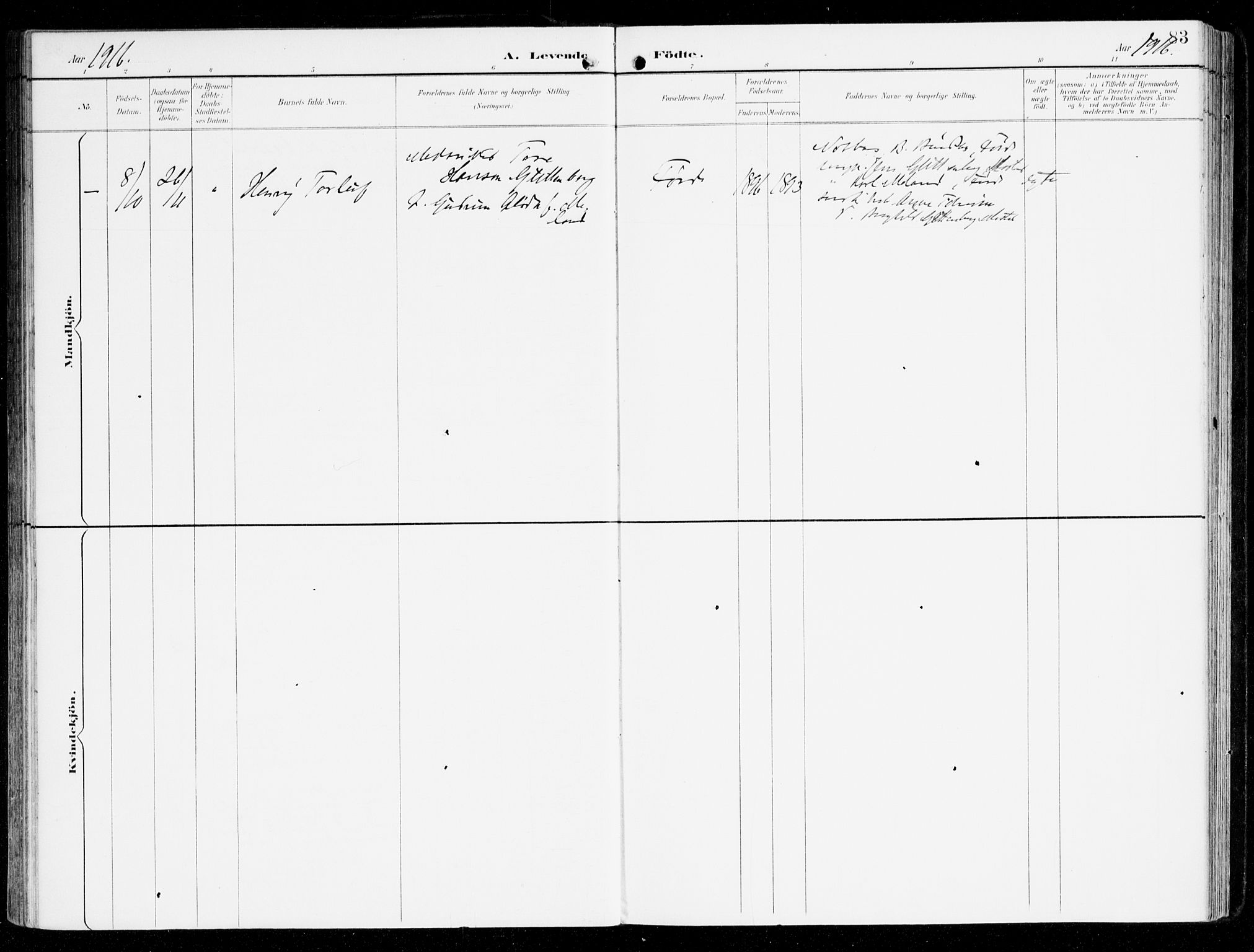 Sveio Sokneprestembete, AV/SAB-A-78501/H/Haa: Parish register (official) no. D 2, 1894-1916, p. 83