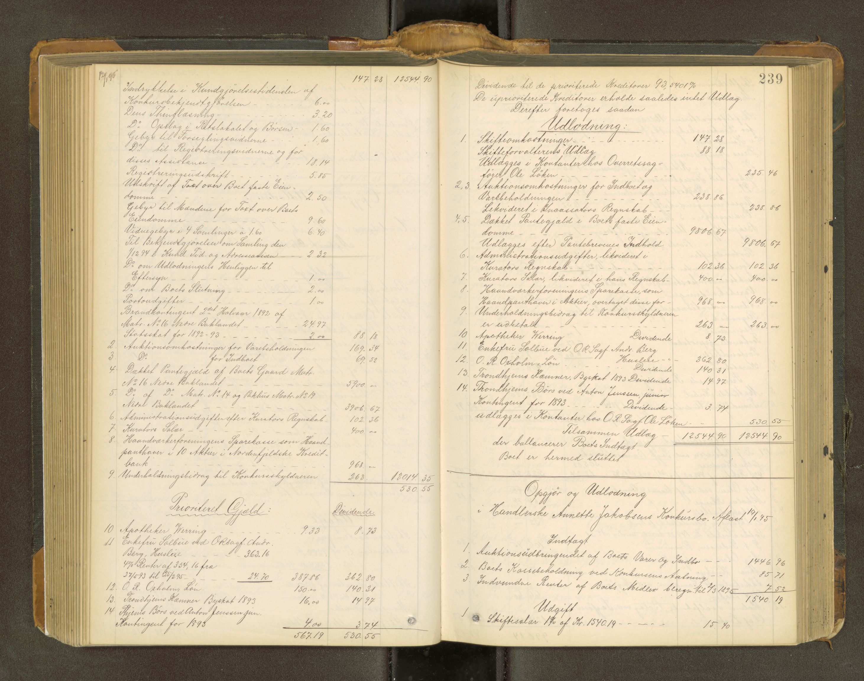 Trondheim byfogd, AV/SAT-A-0003/1/3/3A/L0036: Skifteutlodningsprotokoll - 21/9-22/6.m/register U, 1892-1898, p. 239