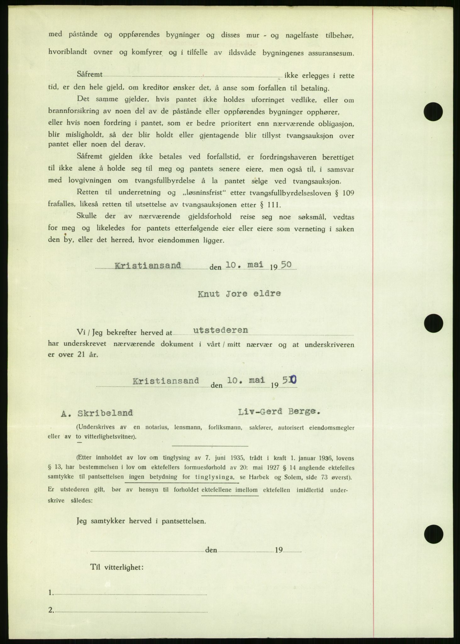 Setesdal sorenskriveri, SAK/1221-0011/G/Gb/L0050: Mortgage book no. B 38, 1949-1952, Diary no: : 164/1951