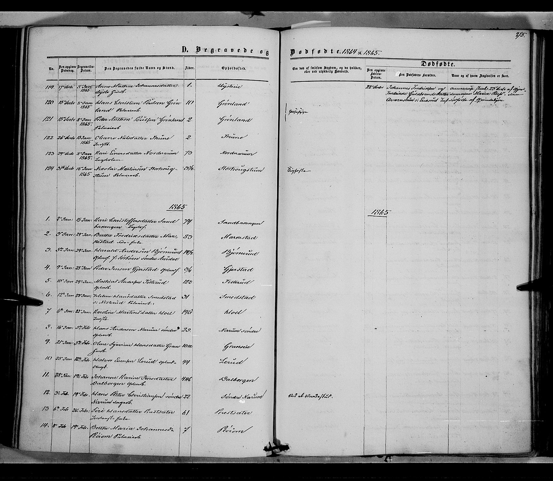 Vestre Toten prestekontor, SAH/PREST-108/H/Ha/Haa/L0007: Parish register (official) no. 7, 1862-1869, p. 275