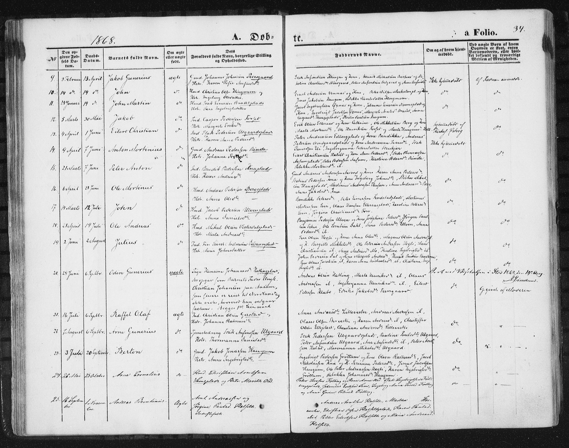 Ministerialprotokoller, klokkerbøker og fødselsregistre - Nord-Trøndelag, SAT/A-1458/746/L0447: Parish register (official) no. 746A06, 1860-1877, p. 34