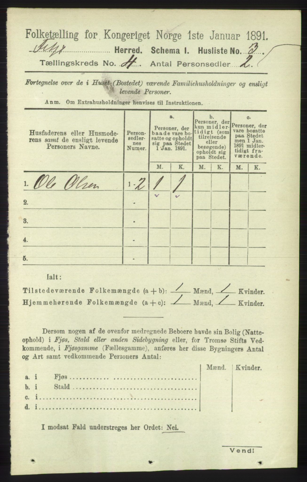 RA, 1891 census for 1222 Fitjar, 1891, p. 1291