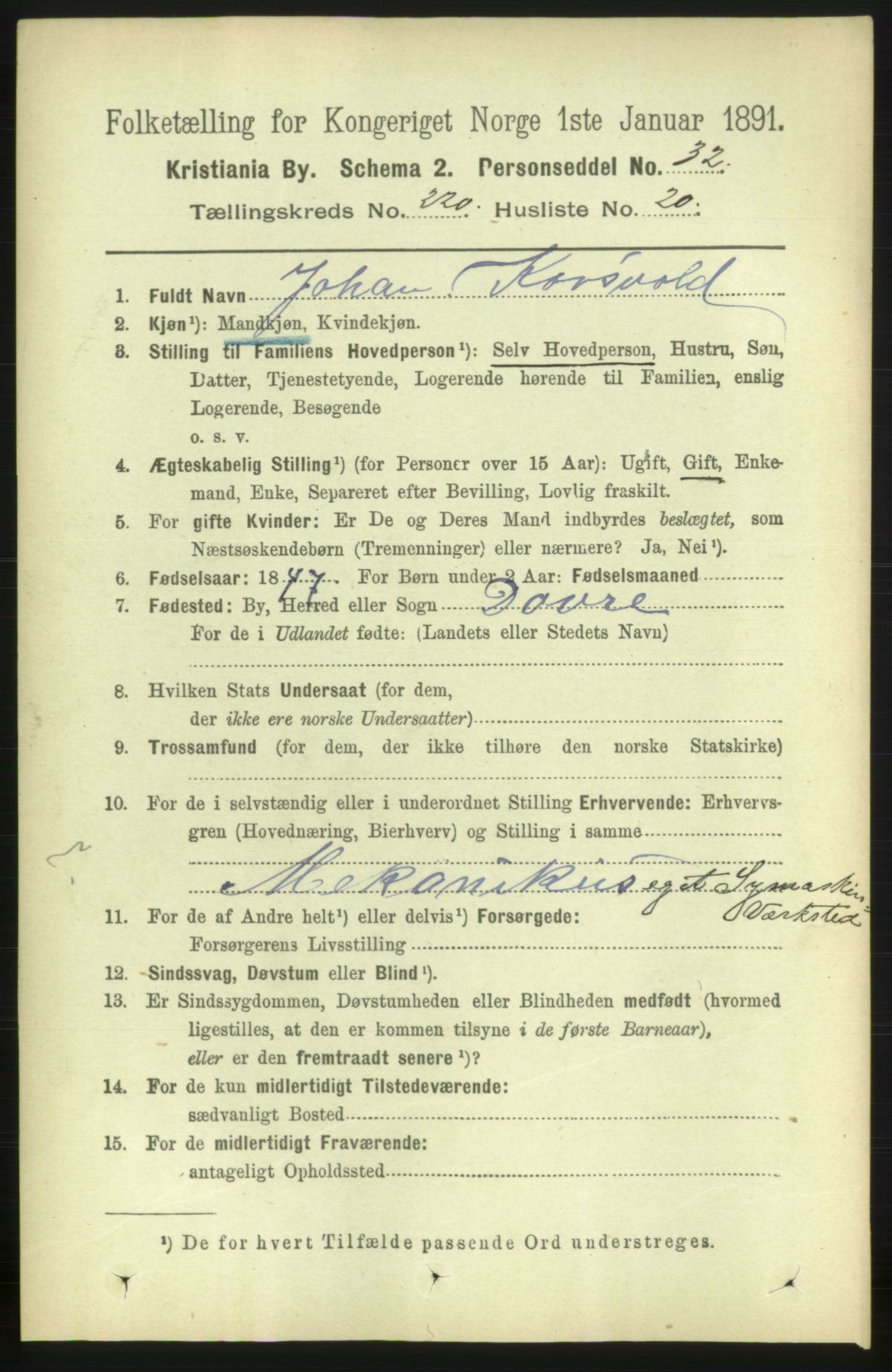 RA, 1891 census for 0301 Kristiania, 1891, p. 131704