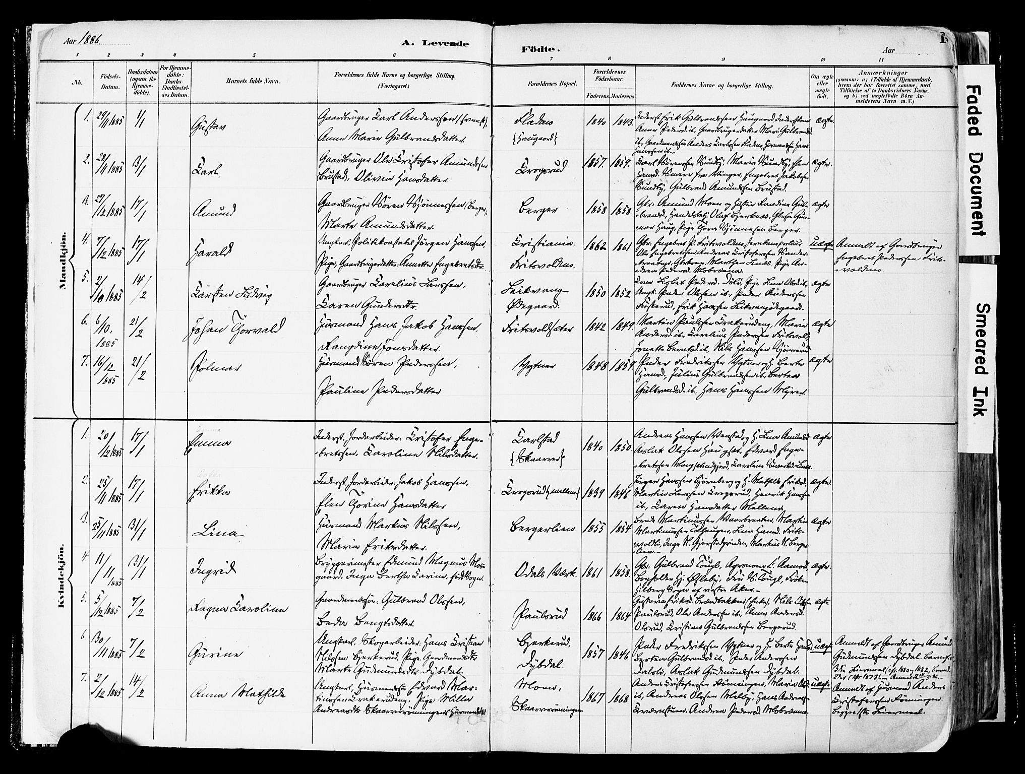 Sør-Odal prestekontor, AV/SAH-PREST-030/H/Ha/Haa/L0006: Parish register (official) no. 6, 1886-1931, p. 1