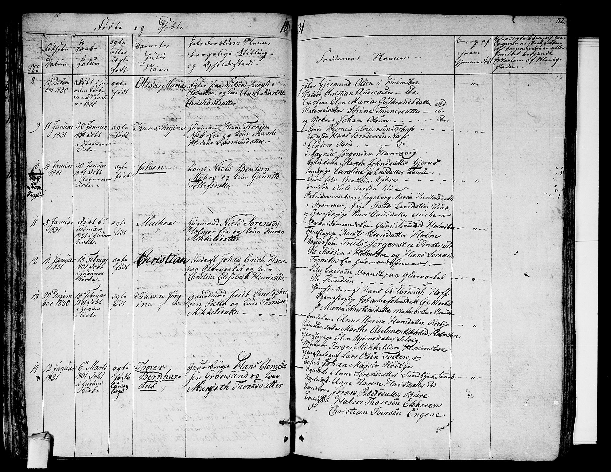 Hurum kirkebøker, AV/SAKO-A-229/F/Fa/L0010: Parish register (official) no. 10, 1827-1846, p. 52