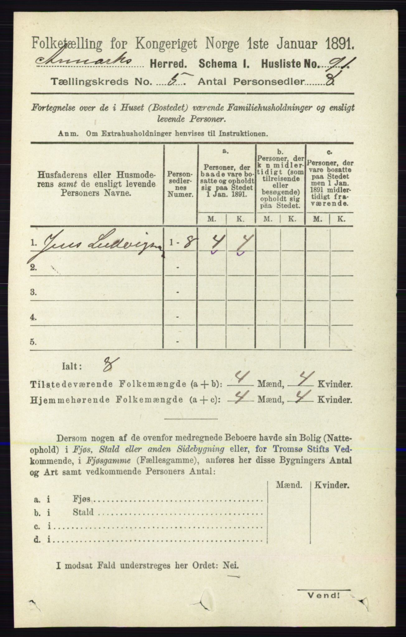 RA, 1891 census for 0118 Aremark, 1891, p. 2474