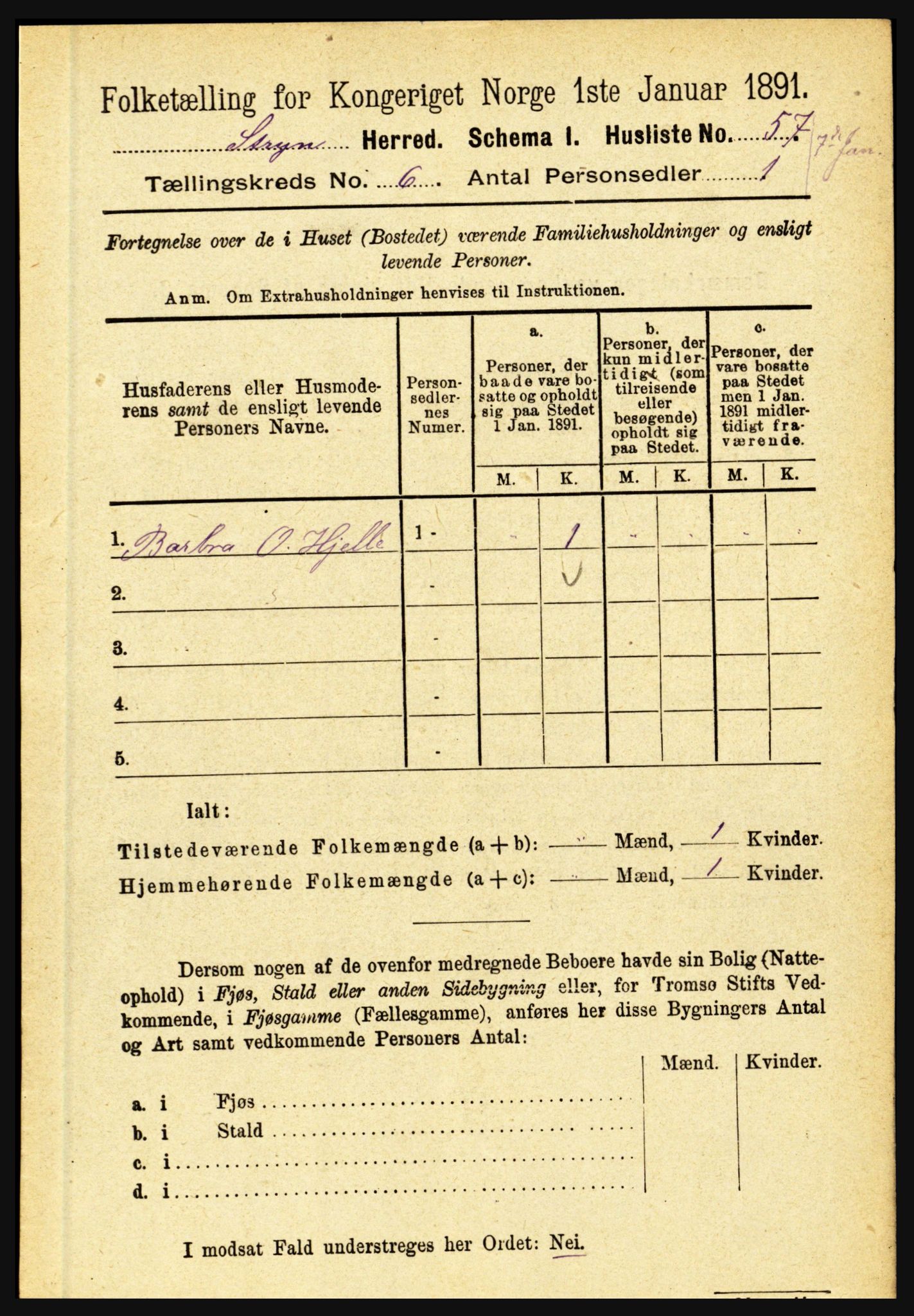 RA, 1891 census for 1448 Stryn, 1891, p. 2387