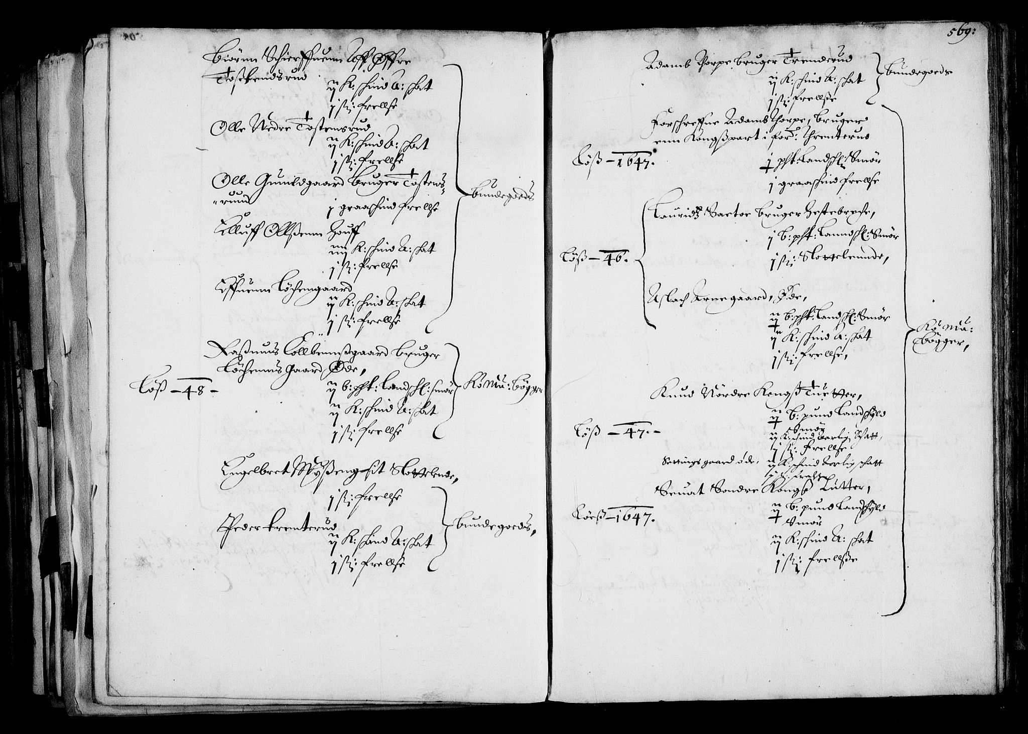 Rentekammeret inntil 1814, Realistisk ordnet avdeling, AV/RA-EA-4070/N/Na/L0001: [XI f]: Akershus stifts jordebok, 1652, p. 568b-569a