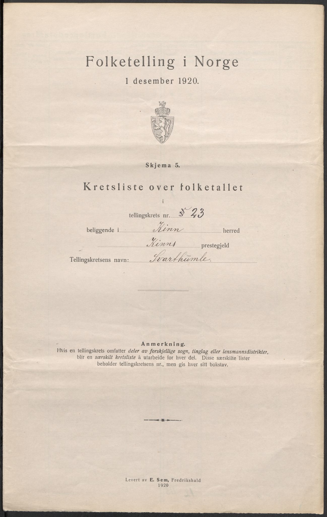 SAB, 1920 census for Kinn, 1920, p. 71