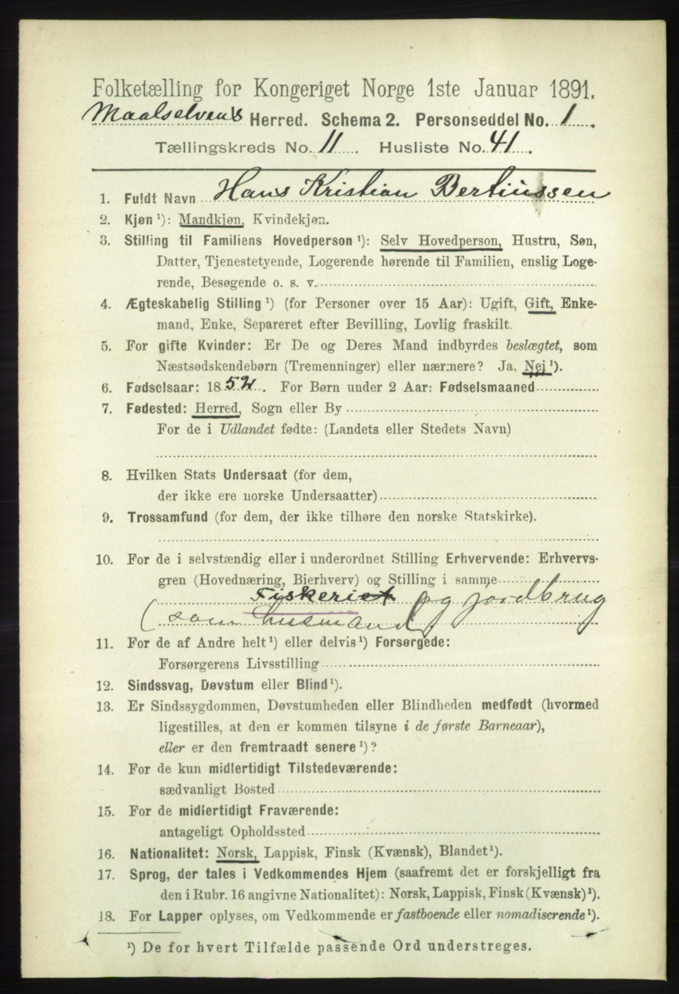 RA, 1891 census for 1924 Målselv, 1891, p. 3554