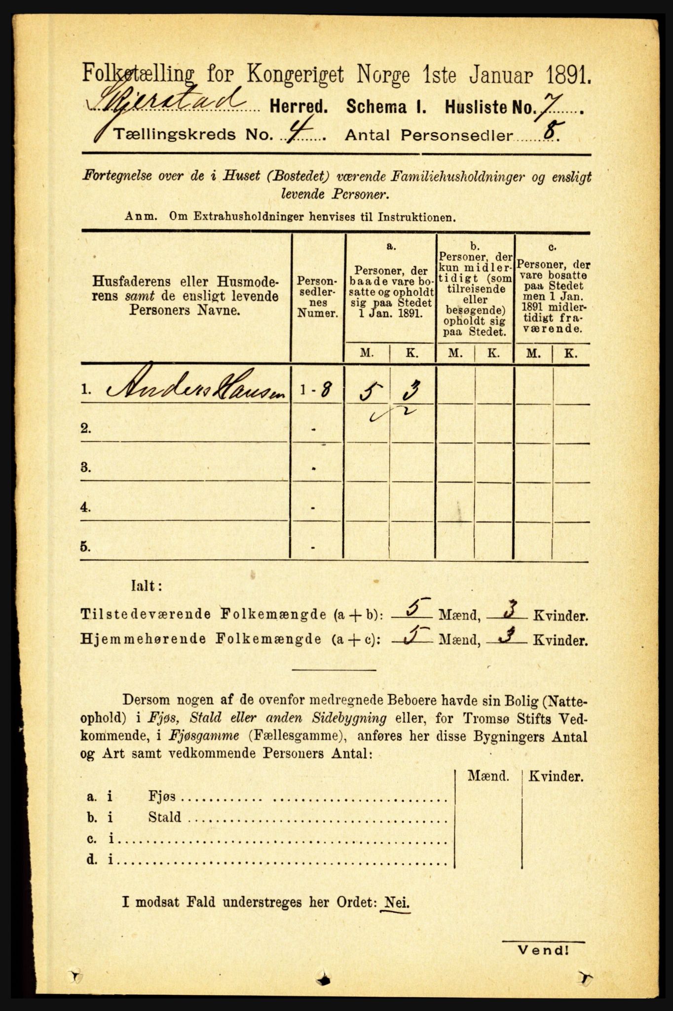 RA, 1891 census for 1842 Skjerstad, 1891, p. 1068