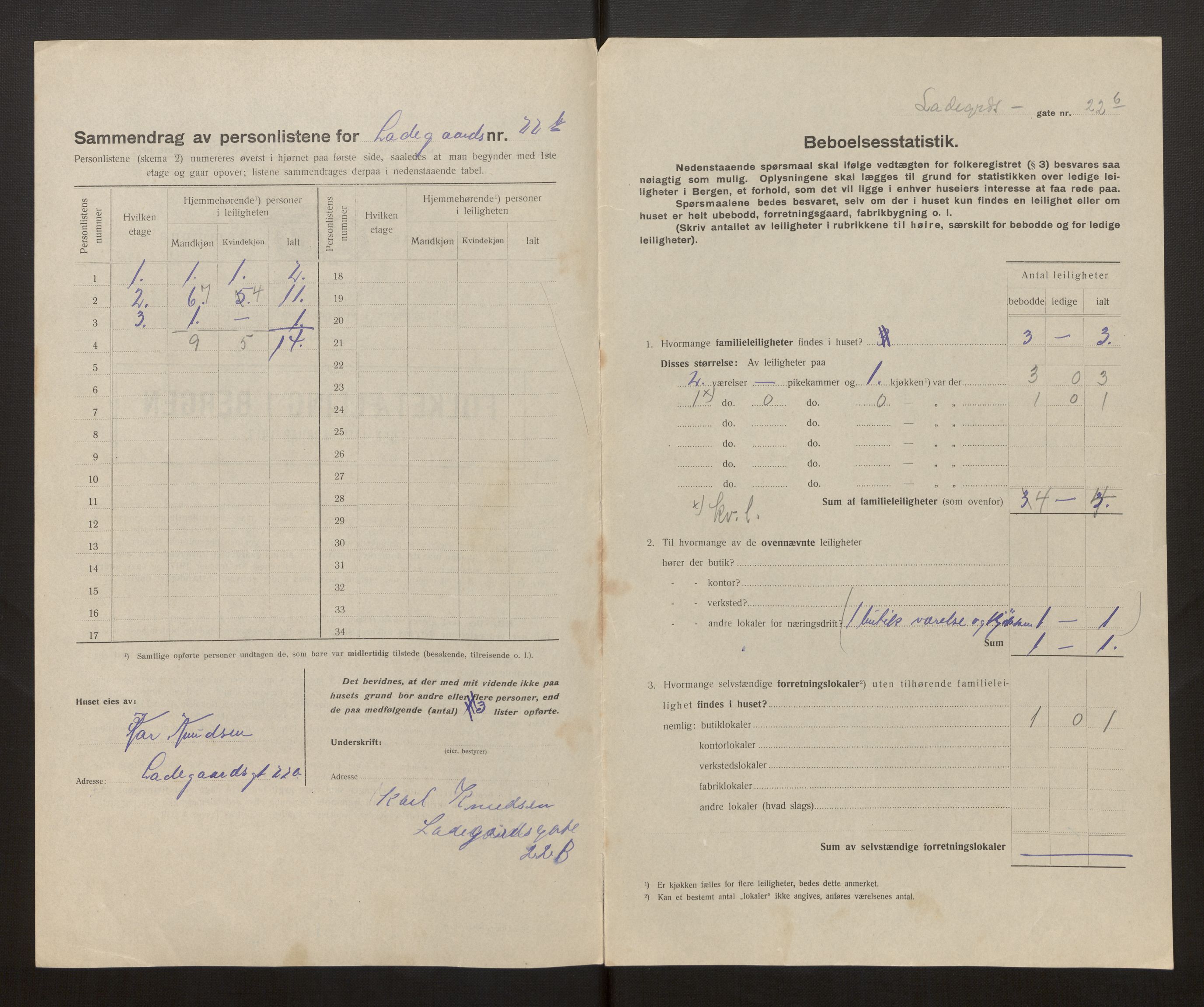 SAB, Municipal Census 1917 for Bergen, 1917, p. 20503