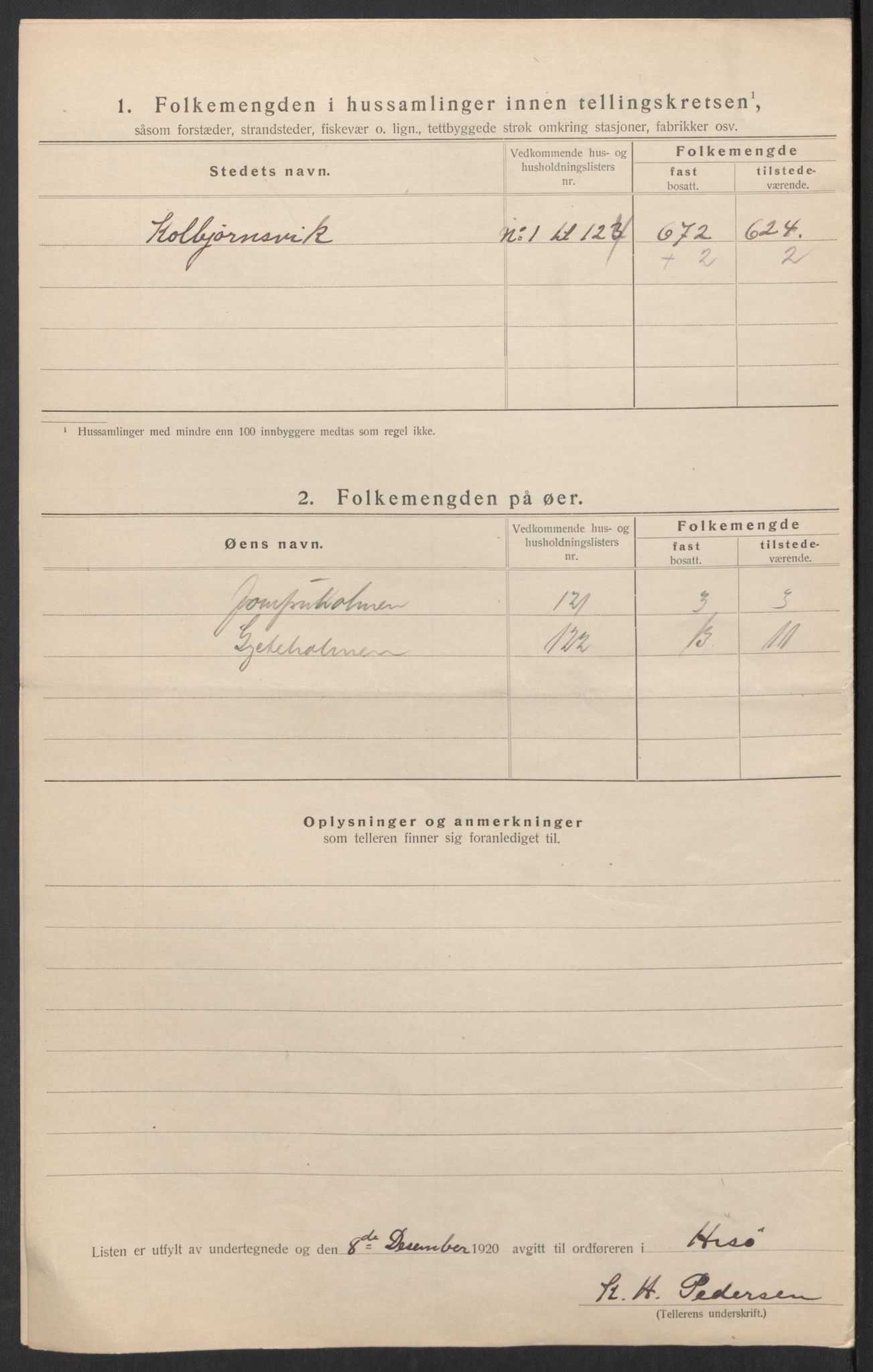 SAK, 1920 census for Hisøy, 1920, p. 24