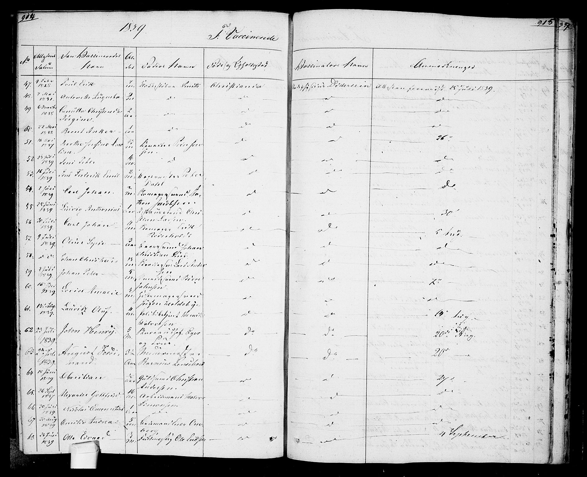 Oslo domkirke Kirkebøker, SAO/A-10752/F/Fa/L0022: Parish register (official) no. 22, 1824-1829, p. 914-915
