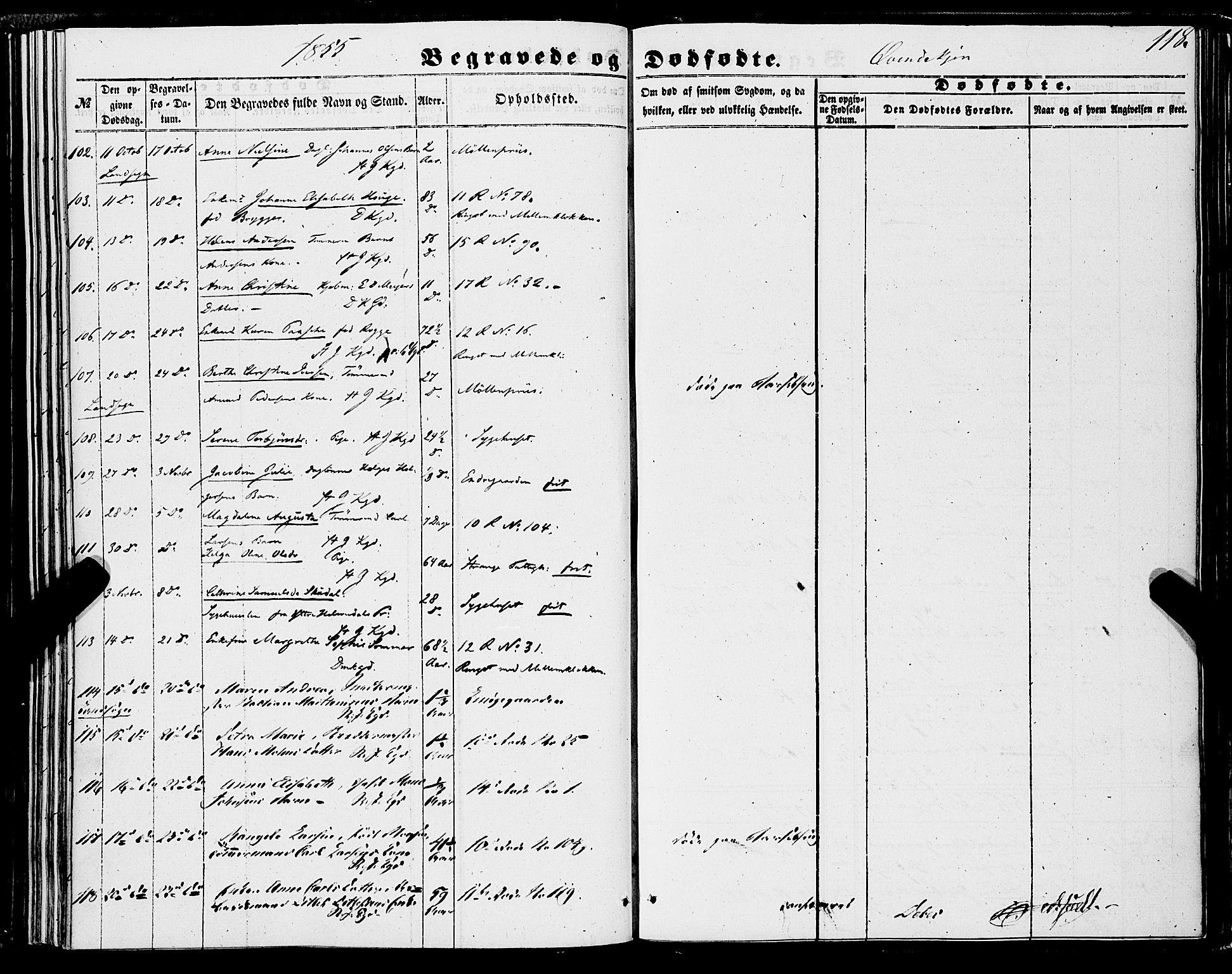 Domkirken sokneprestembete, SAB/A-74801/H/Haa/L0041: Parish register (official) no. E 2, 1853-1863, p. 118