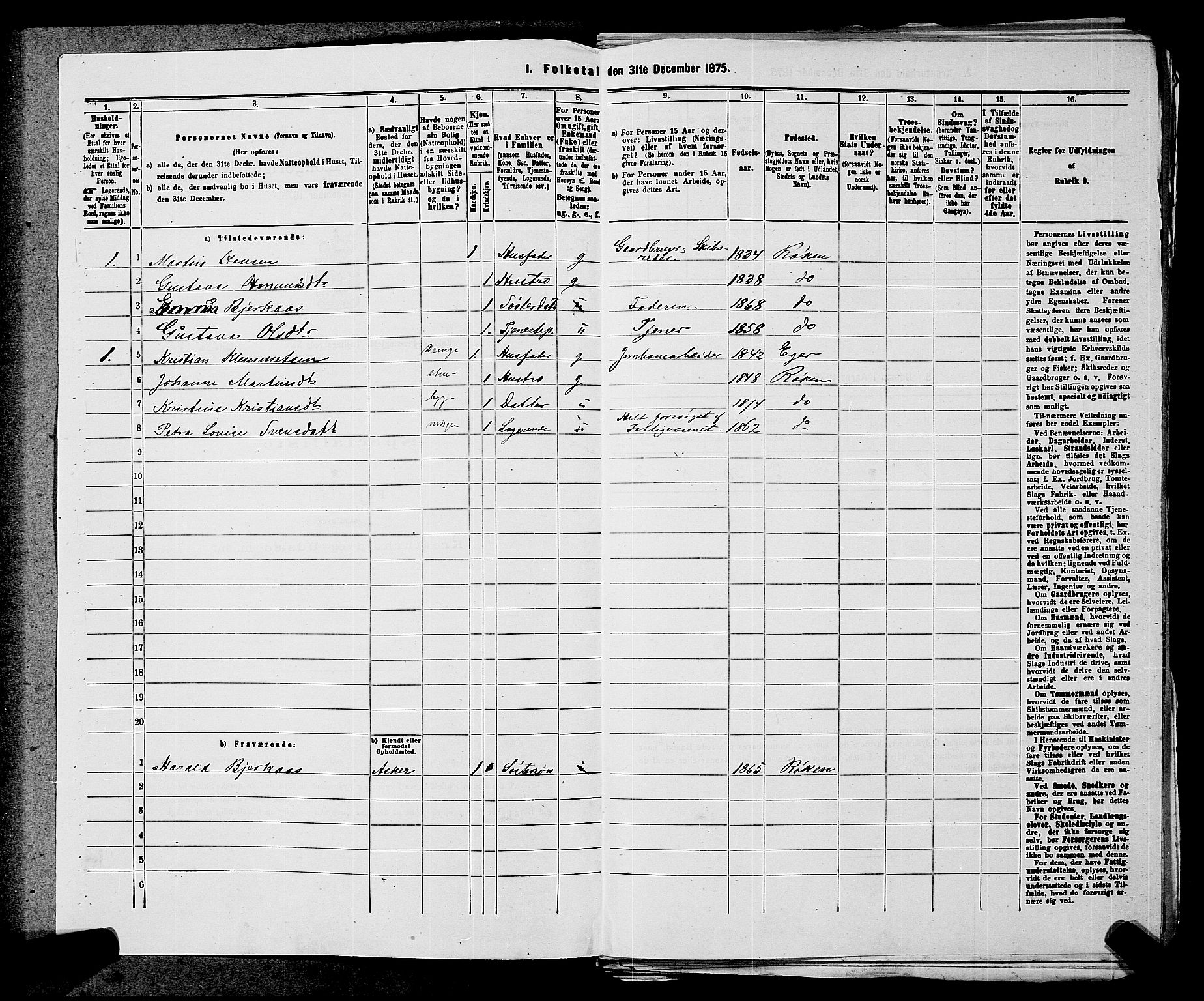 SAKO, 1875 census for 0627P Røyken, 1875, p. 56