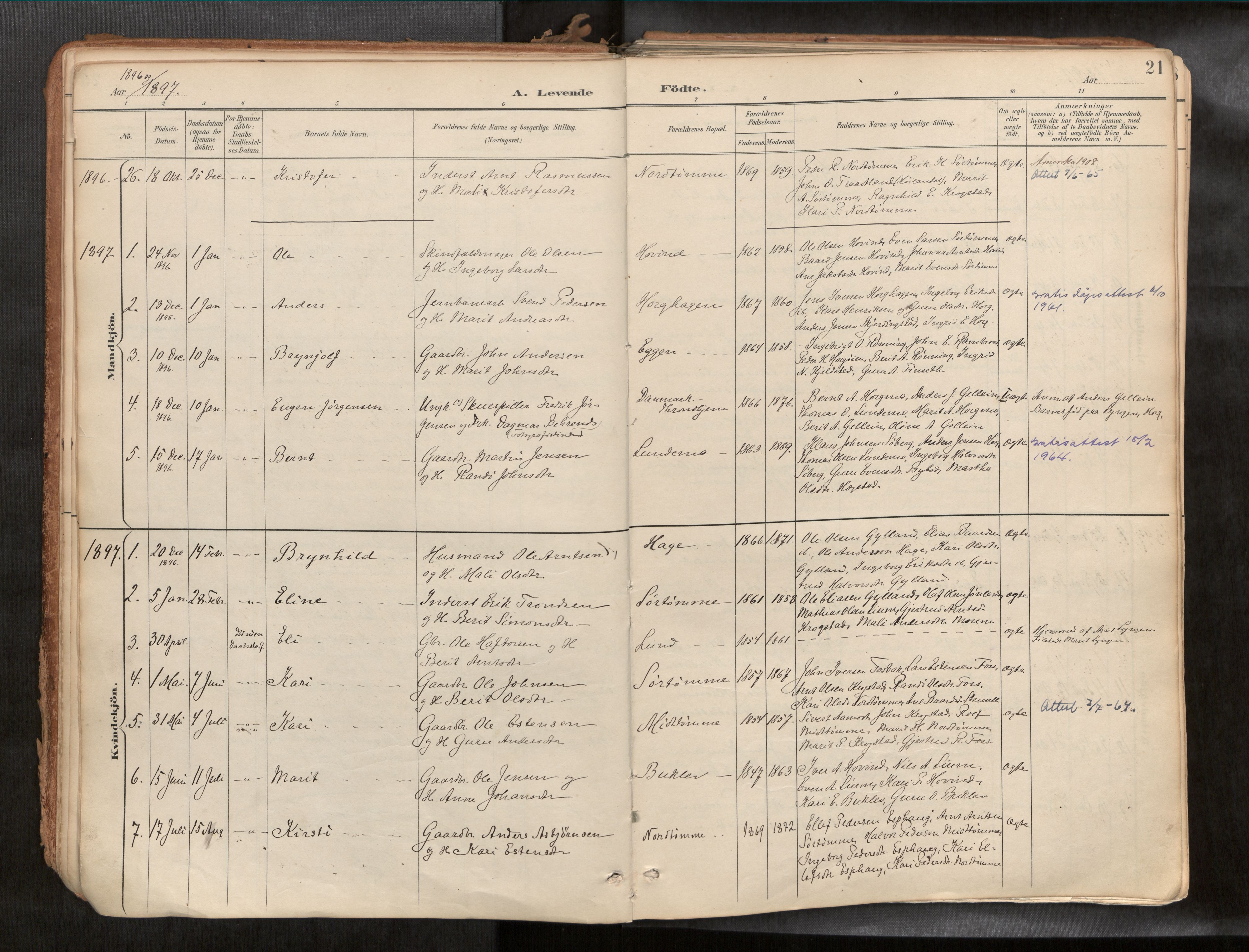 Ministerialprotokoller, klokkerbøker og fødselsregistre - Sør-Trøndelag, SAT/A-1456/692/L1105b: Parish register (official) no. 692A06, 1891-1934, p. 21