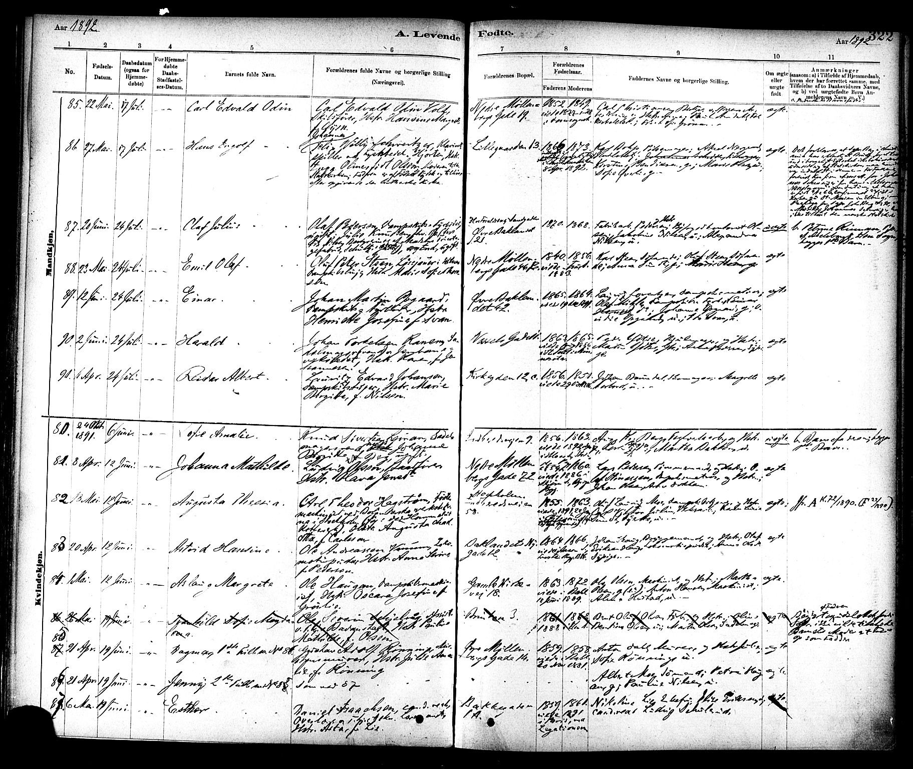 Ministerialprotokoller, klokkerbøker og fødselsregistre - Sør-Trøndelag, AV/SAT-A-1456/604/L0188: Parish register (official) no. 604A09, 1878-1892, p. 322