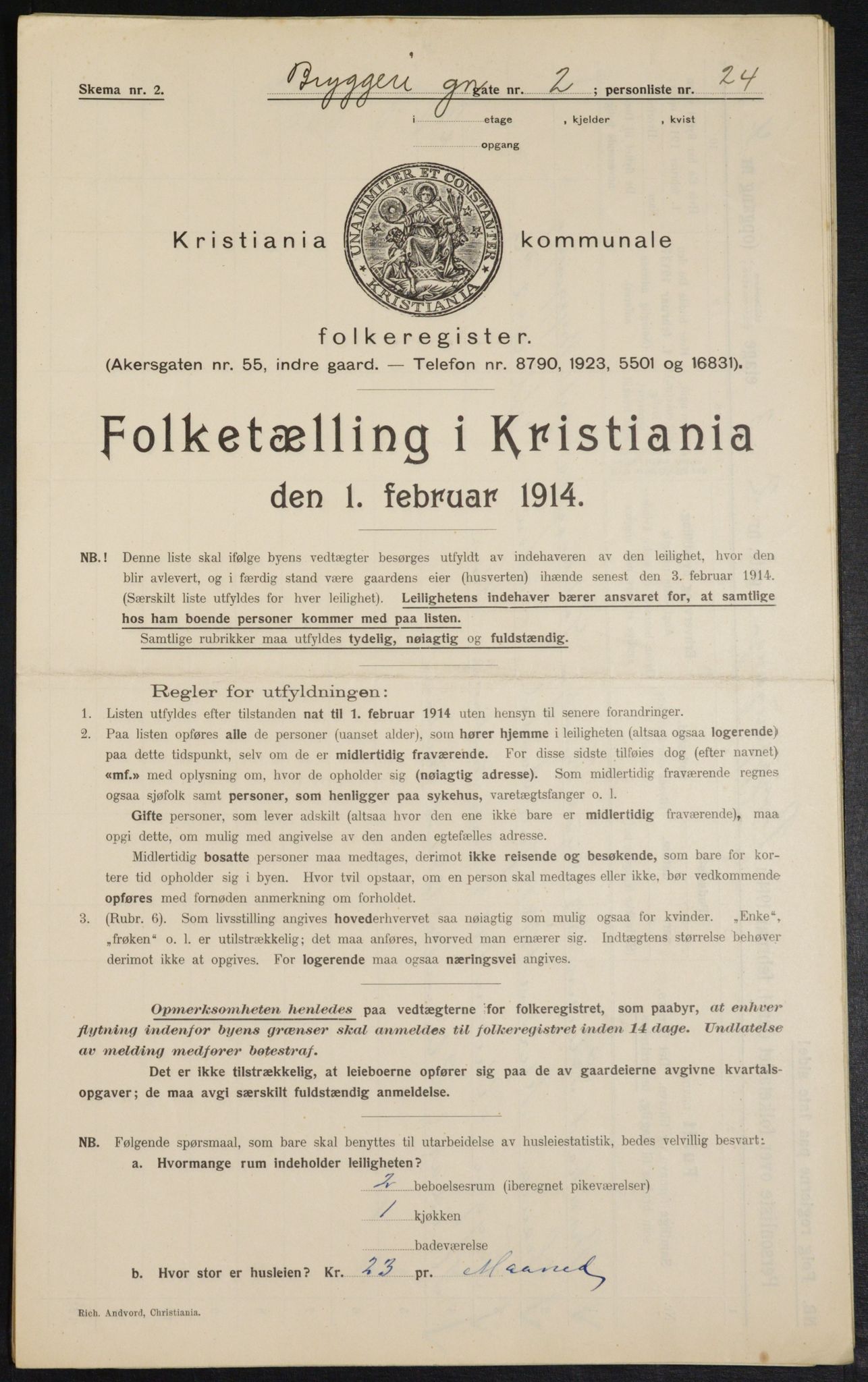 OBA, Municipal Census 1914 for Kristiania, 1914, p. 10054