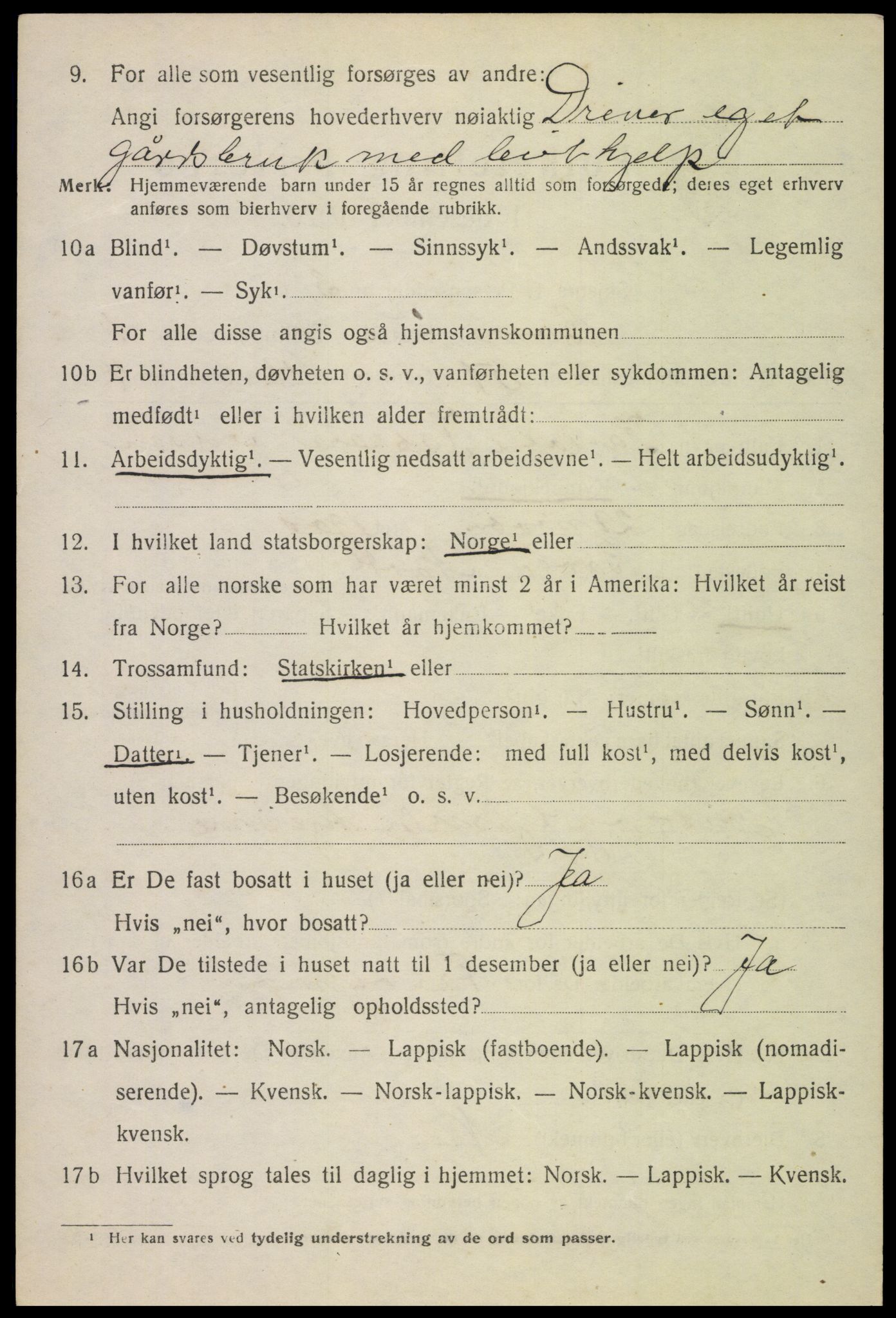 SAT, 1920 census for Borge, 1920, p. 2216