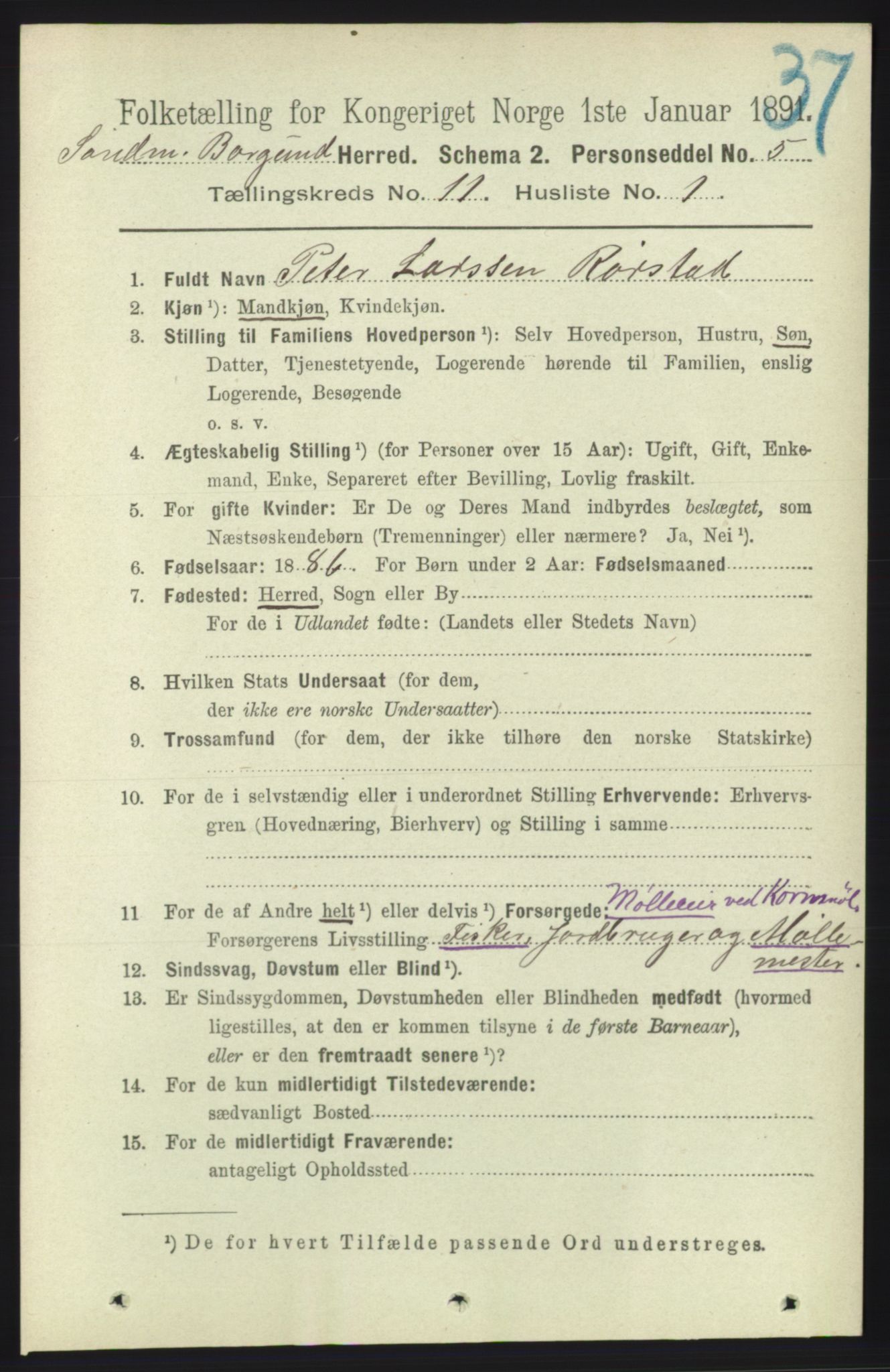 RA, 1891 census for 1531 Borgund, 1891, p. 2758