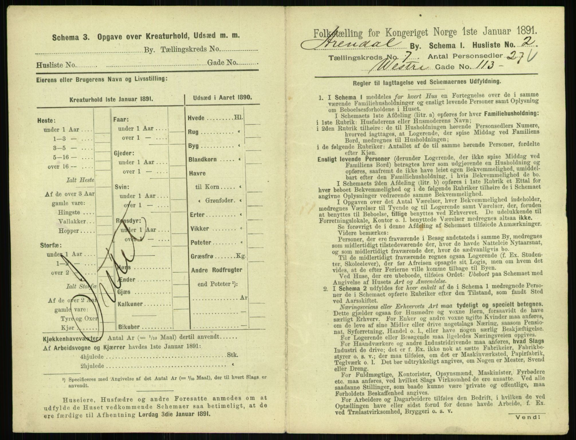 RA, 1891 census for 0903 Arendal, 1891, p. 360