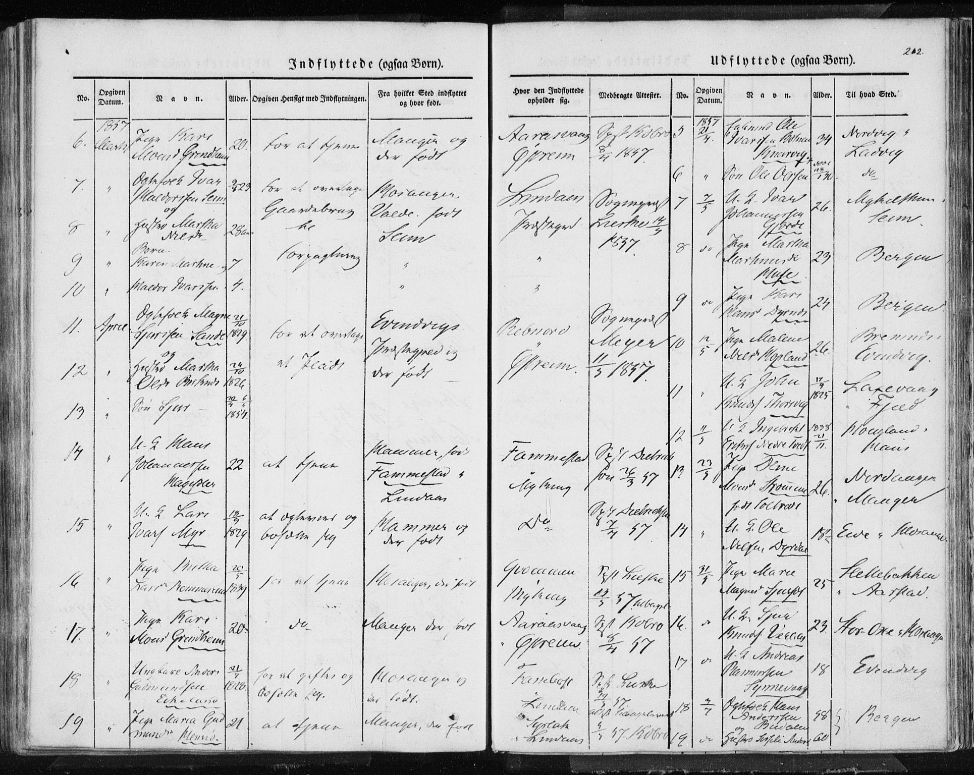 Lindås Sokneprestembete, AV/SAB-A-76701/H/Haa/Haaa/L0010: Parish register (official) no. A 10, 1842-1862, p. 202