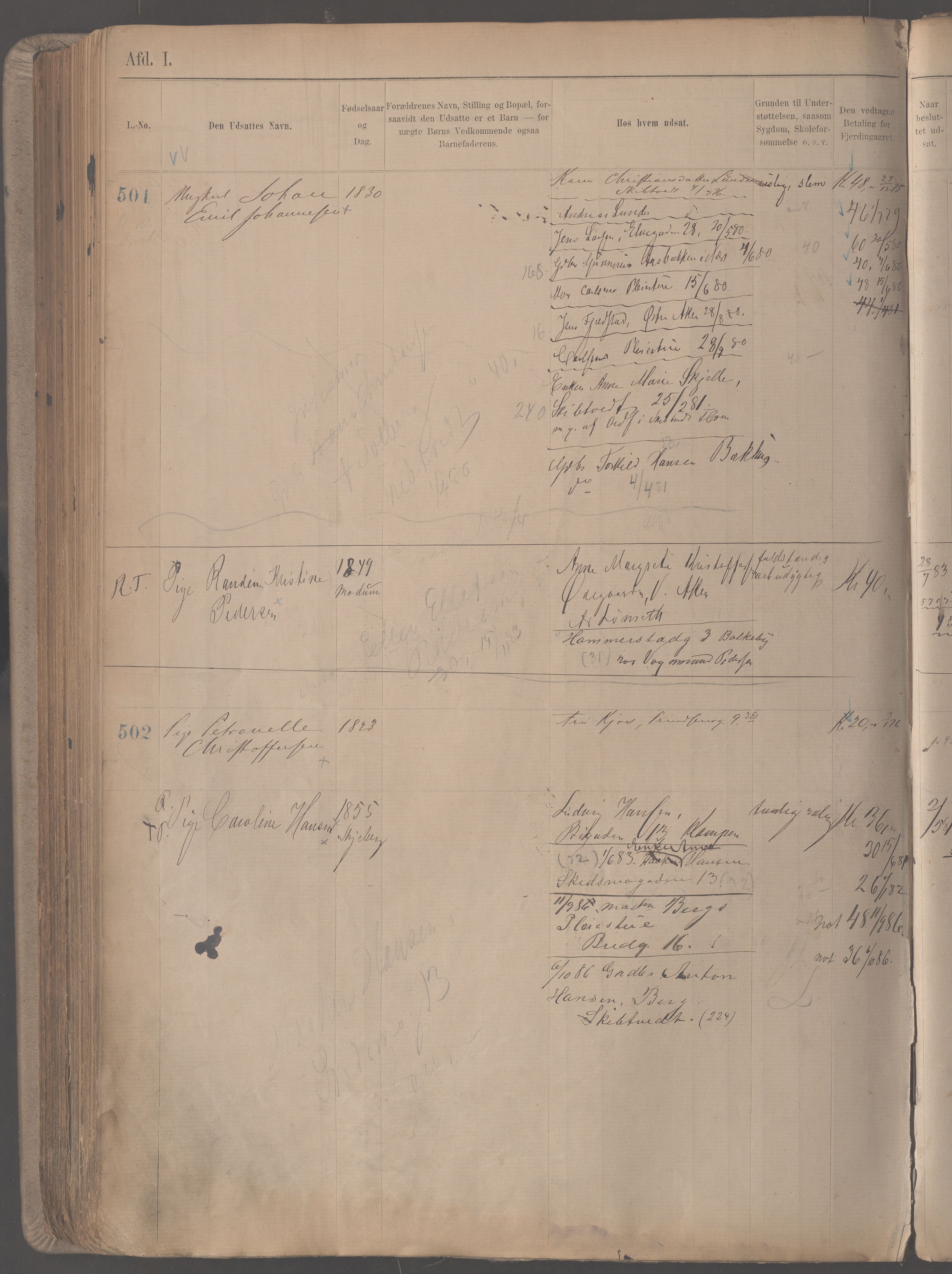 Fattigvesenet, OBA/A-20045/H/Hb/L0002: Manntallsprotokoll. Mnr. 1-665, 1879-1887, p. 252b