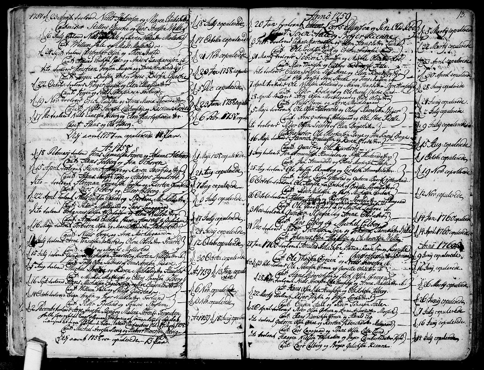 Onsøy prestekontor Kirkebøker, SAO/A-10914/F/Fa/L0001: Parish register (official) no. I 1, 1733-1814, p. 13
