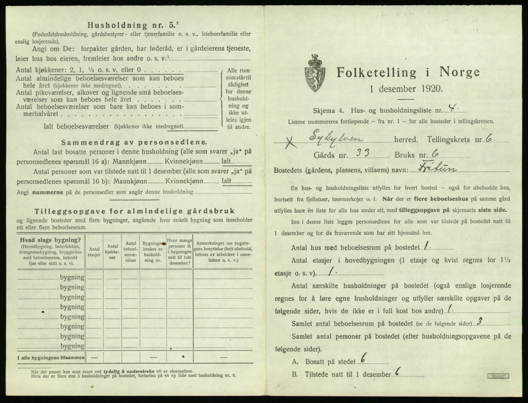 SAT, 1920 census for Sykkylven, 1920, p. 505